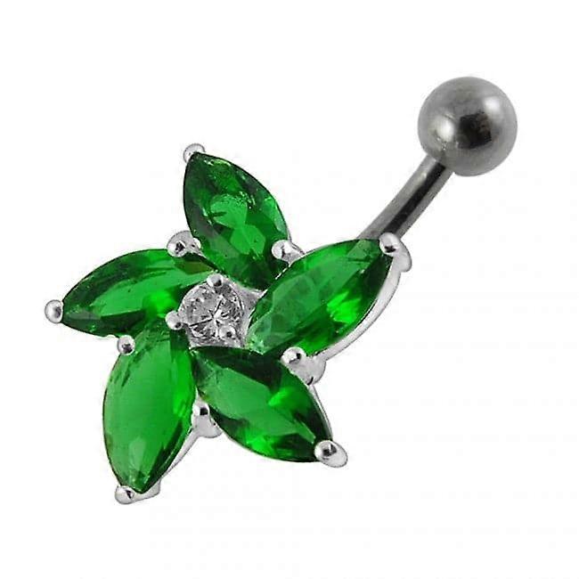 Fiore d'argento ingioiellato con anello sulla pancia curvo non mobile Ss