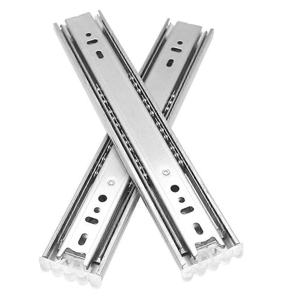 Pull Out Rails Mute and Smooth Operation Heavy Weight Bearing Dresser Drawer Metal Track Silver 25X4.31CM Three-Section 2Pcs