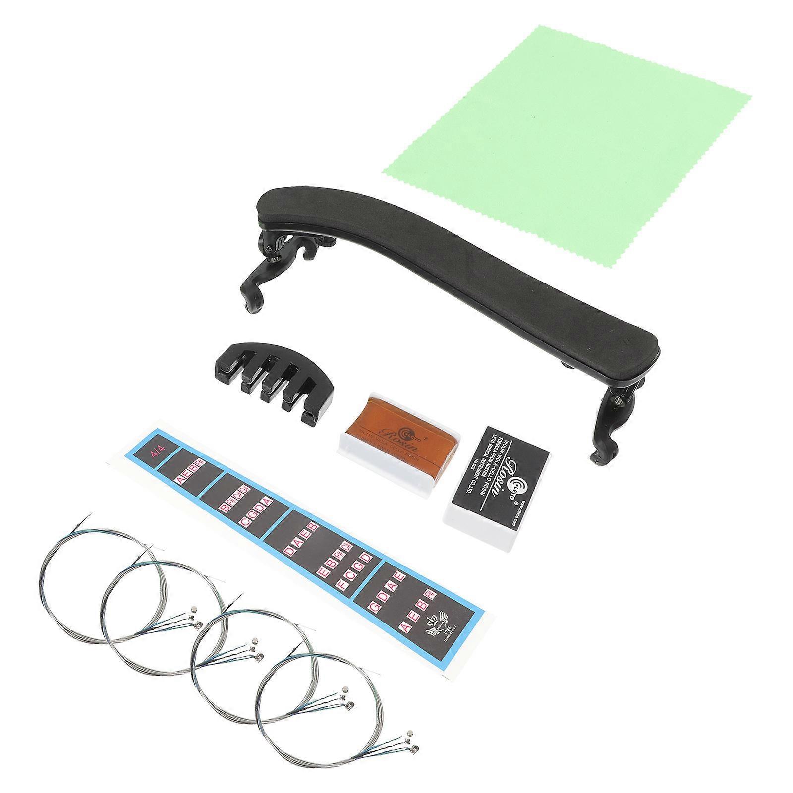 1 Set Professional Violin Accessories Kit – Shoulder Rest, Mute, Rosin & Cleaning Cloth for Violin Care and Maintenance