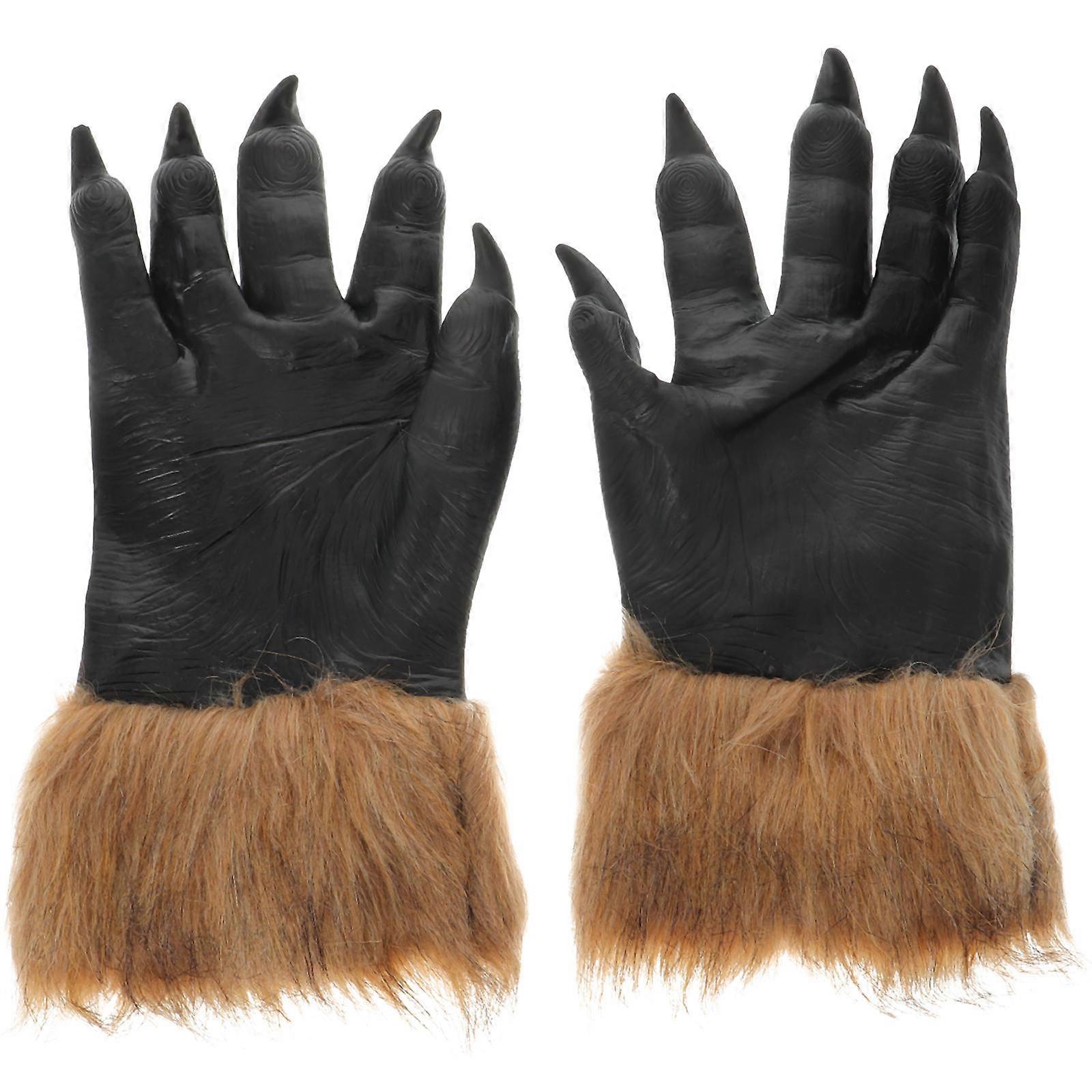 a polished and engaging product description based on your input:
**2pcs Halloween Wolf Paw Gloves – Scary Furry Costume Accessories for