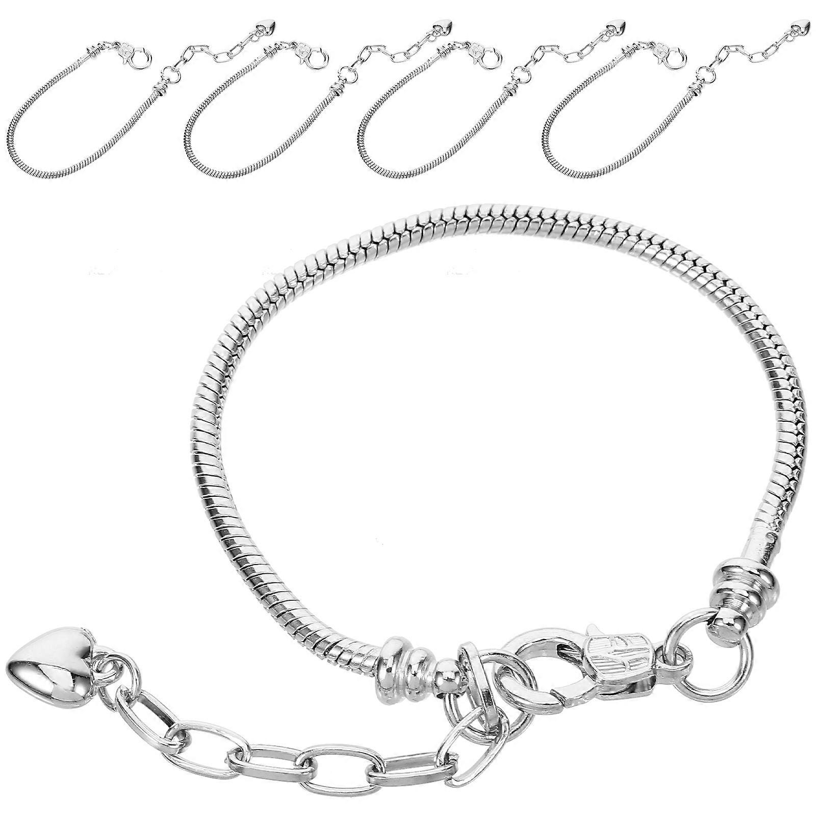 Snake Chain Bracelets Adjustable Length Diy Decorative Silver 5Pcs
