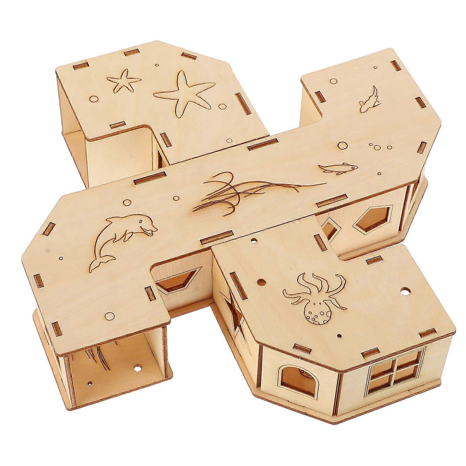 Durable Wooden Hamster Maze Tunnel for Small Animals – Safe & Fun Labyrinth House for Hamsters and Mice – Creative Pet Enrichment Activity