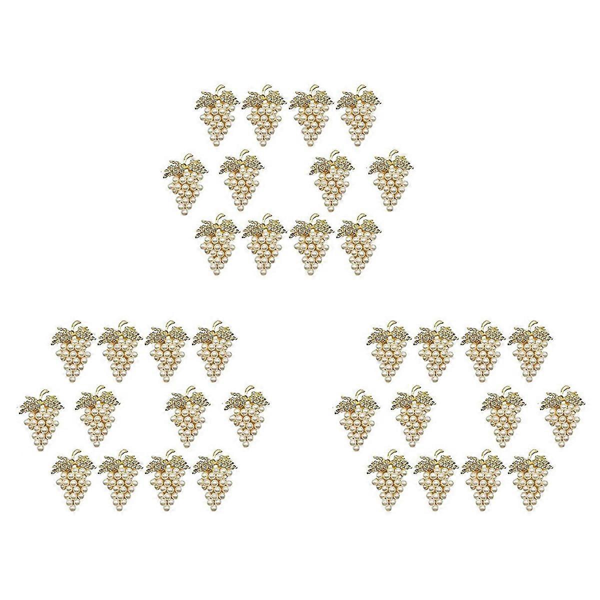 12 Pcs Pearl Gold Grape Shape Napkin Buckle Wedding Party Table Decor
