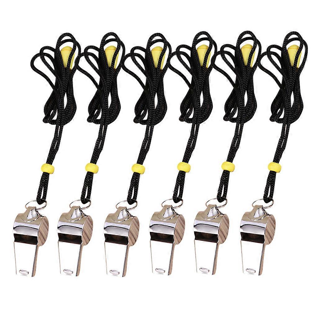 Metal Whistles Stainless Steel Emergency Signal For Sports Events Football Officials 6Pcs