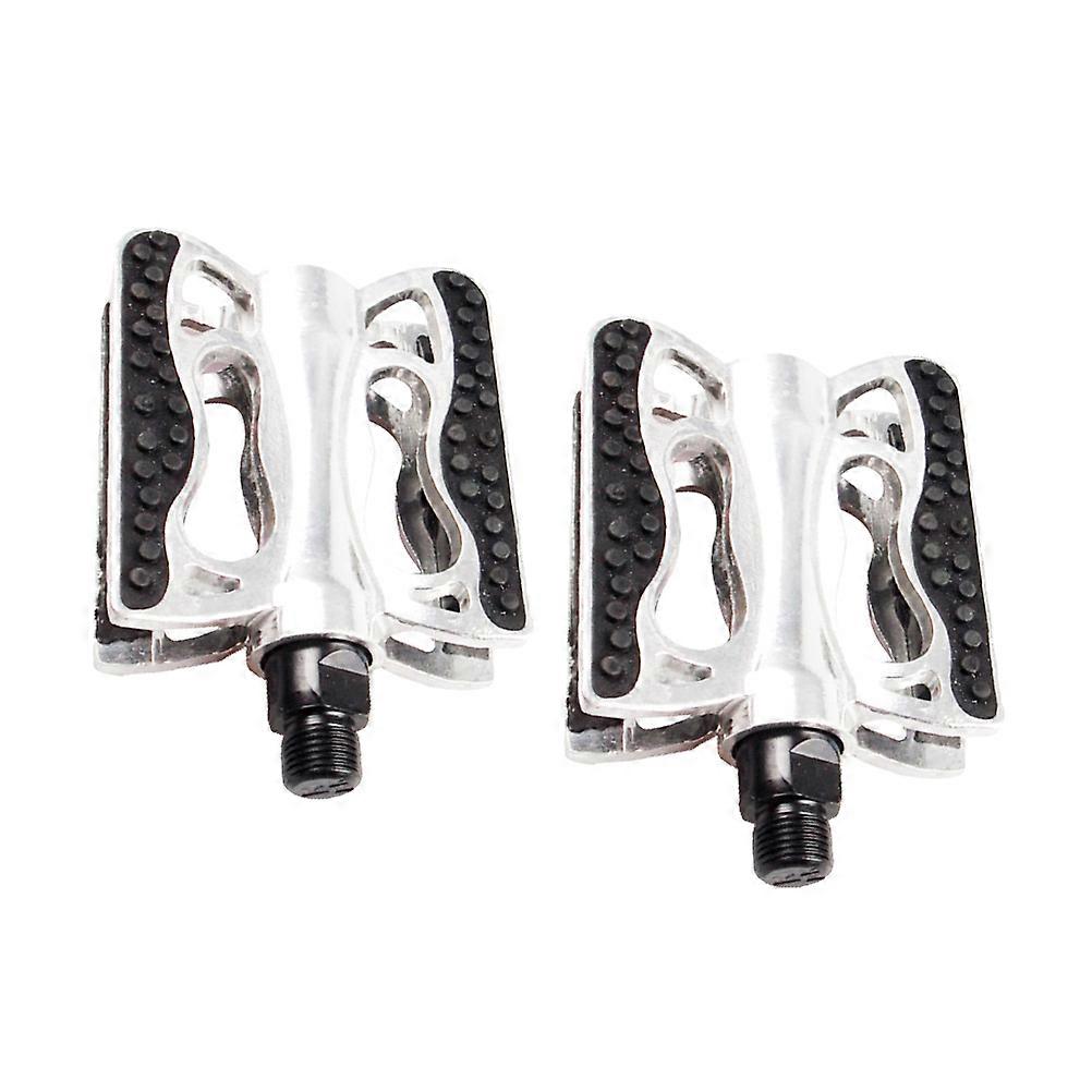 Bike Flat Pedal Aluminum Alloy for Road Bike Platform Cyclists Silver 10.9*7.6*2.8cm Anti-Slip 2Set