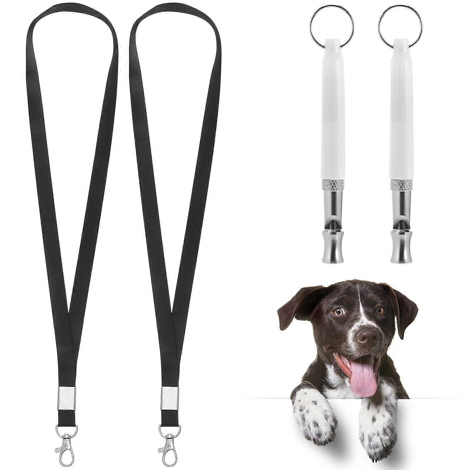 2pcs Ultrasonic Dog Training Whistle Creative Puppy Whistle Sound Repeller Trainer With Hanging Rope (White)