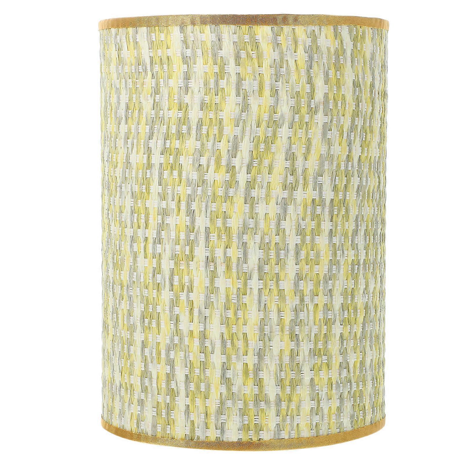 Woven Lamp Shade Drum Lampshade for Table Decor Light Yellow 20.00X14.30X14.30CM Cloth Diffusion 1Pack