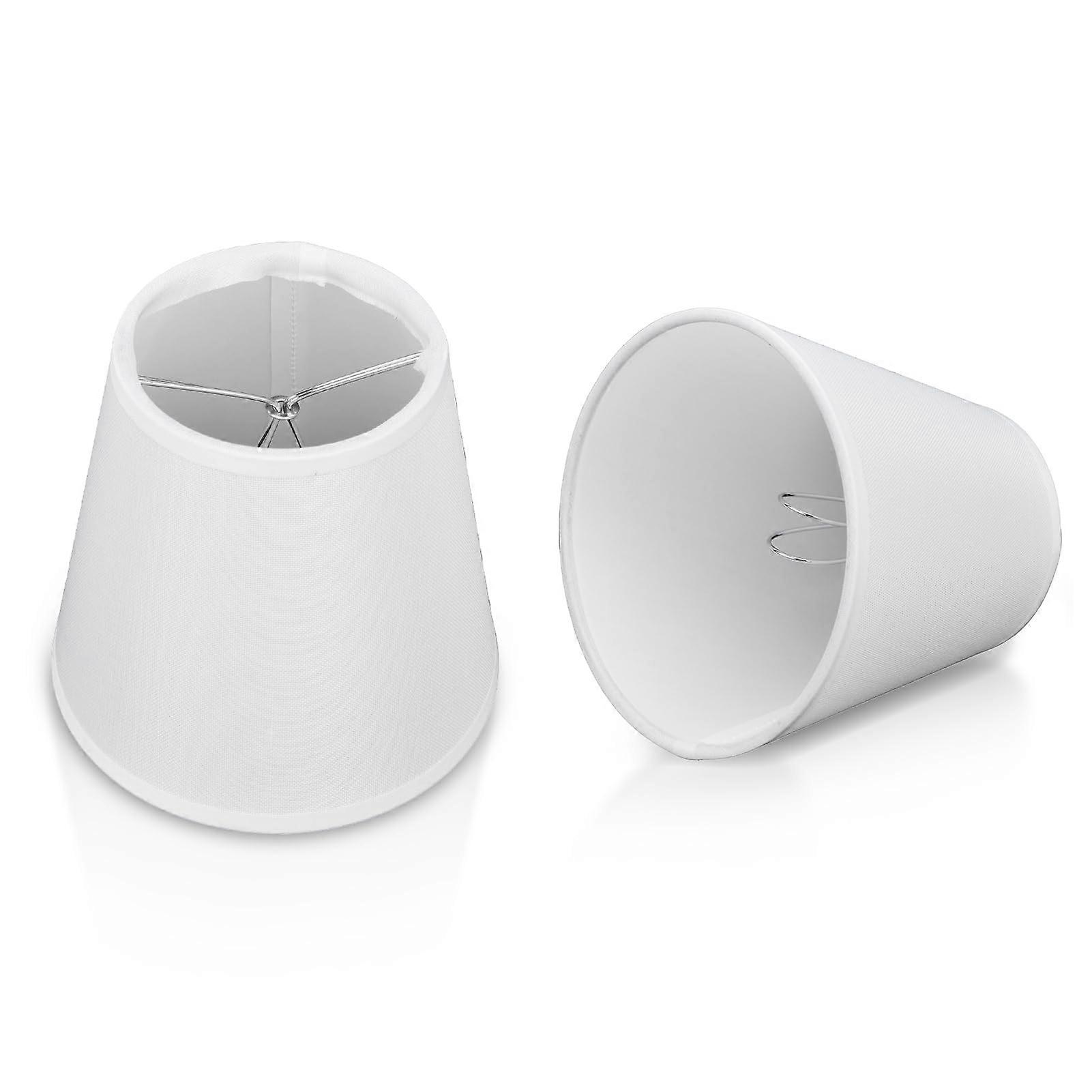 Pack of 2 Small Clip-On E14 White Barrel Fabric Lampshades 9x13x14 cm Nordic Style for Chandeliers and Floor Lamps
