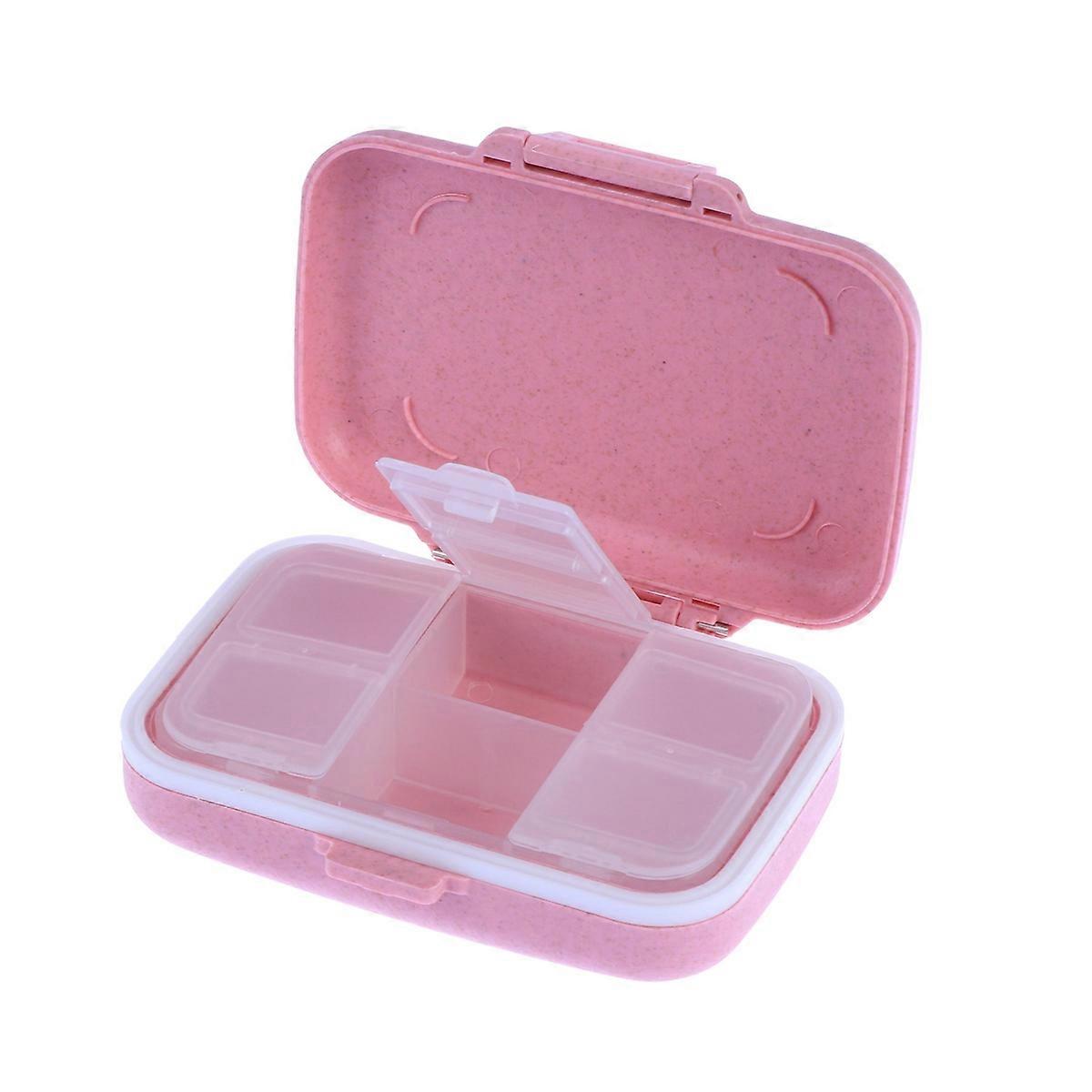 Portable Daily Pill Case Medicine Container Pink Rectangular Waterproof 11.00X8.30X3.00CM 1Pcs