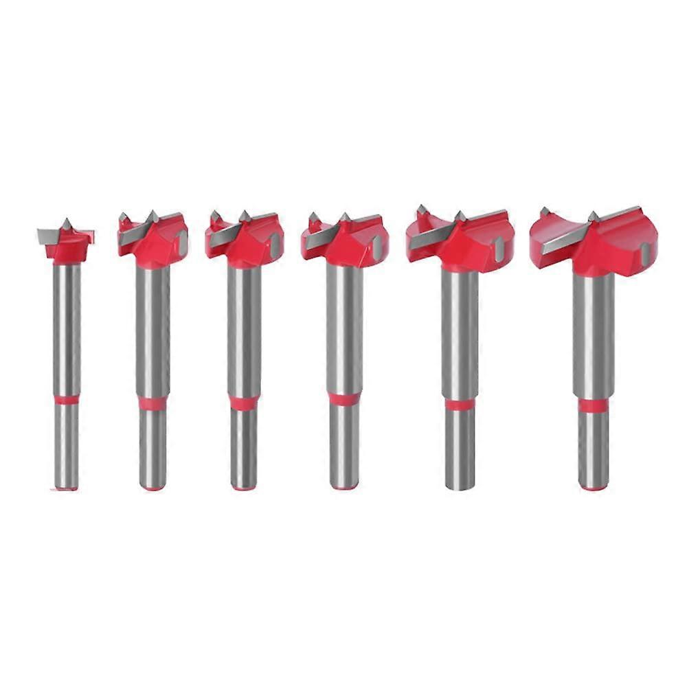 Forstner Bit Set 16/20/22/25/30/35 mm, Carbide Woodworking Tools for Wood and Plastic Drilling, Red Color