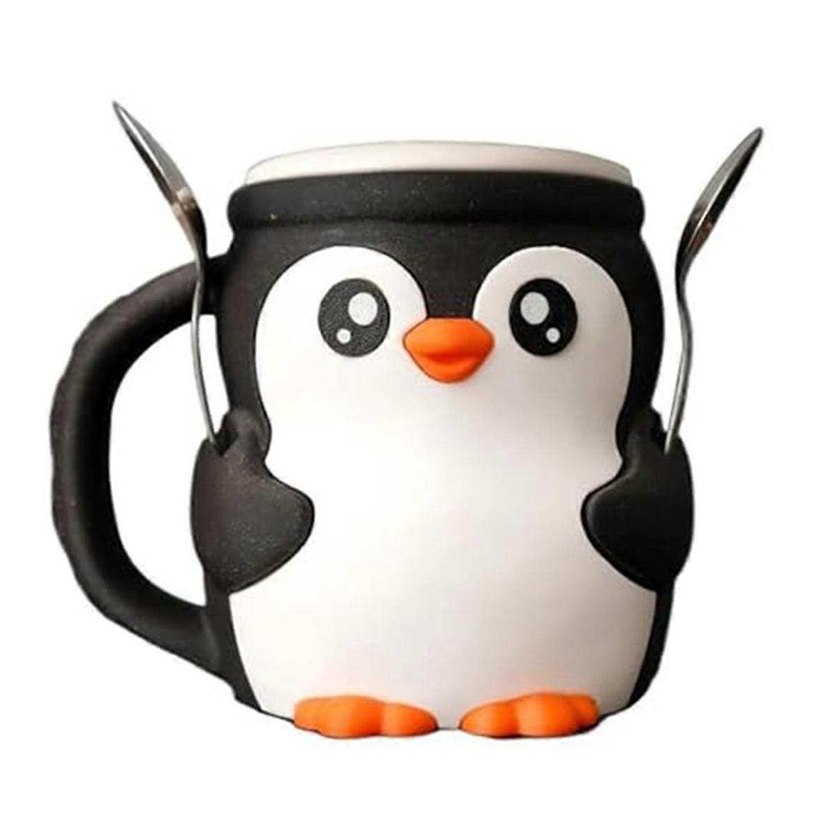 Cute Penguin Ice Cream Pint Holder with Spoon Slot