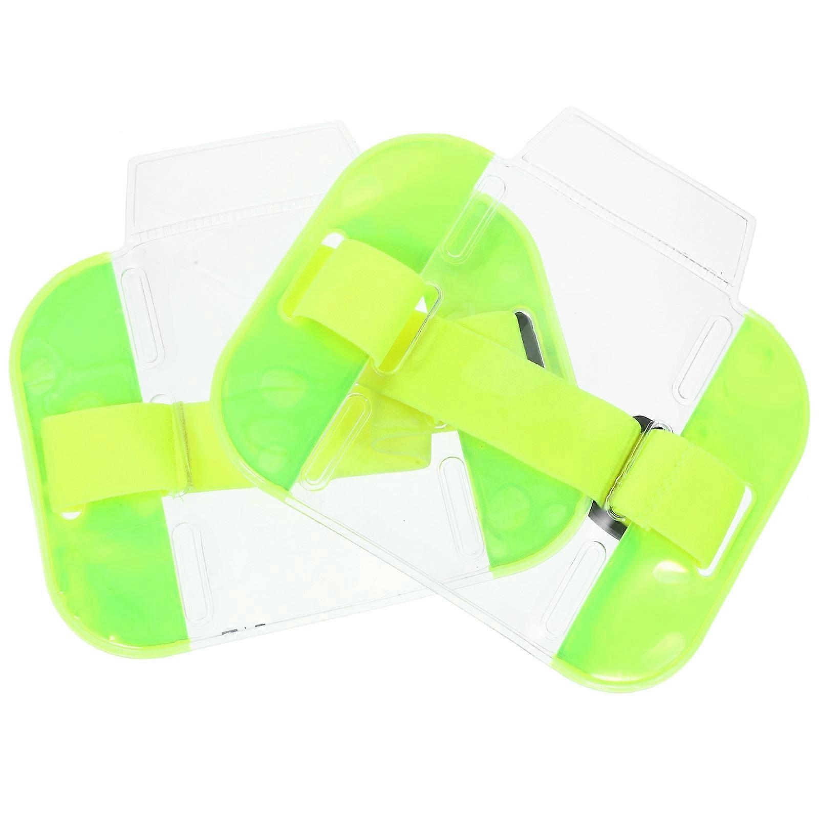 Elastic Armband Badge Holders Arm Badge Holder Fluorescent Green 2Pack