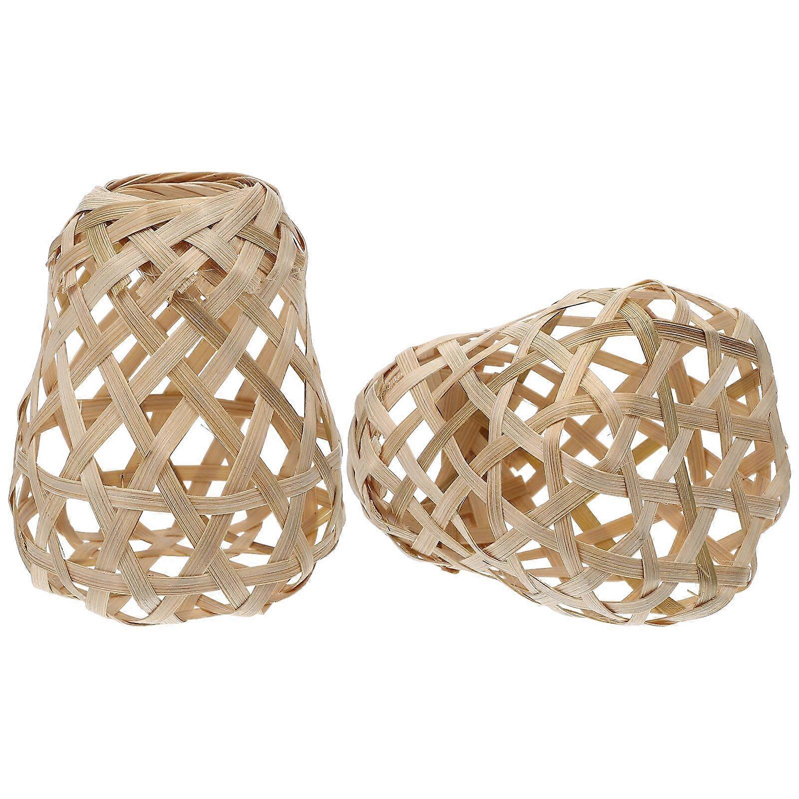 2pcs Bamboo Lamp Shade Small Lampshade for Floor Light Table Lamp Pendant Light