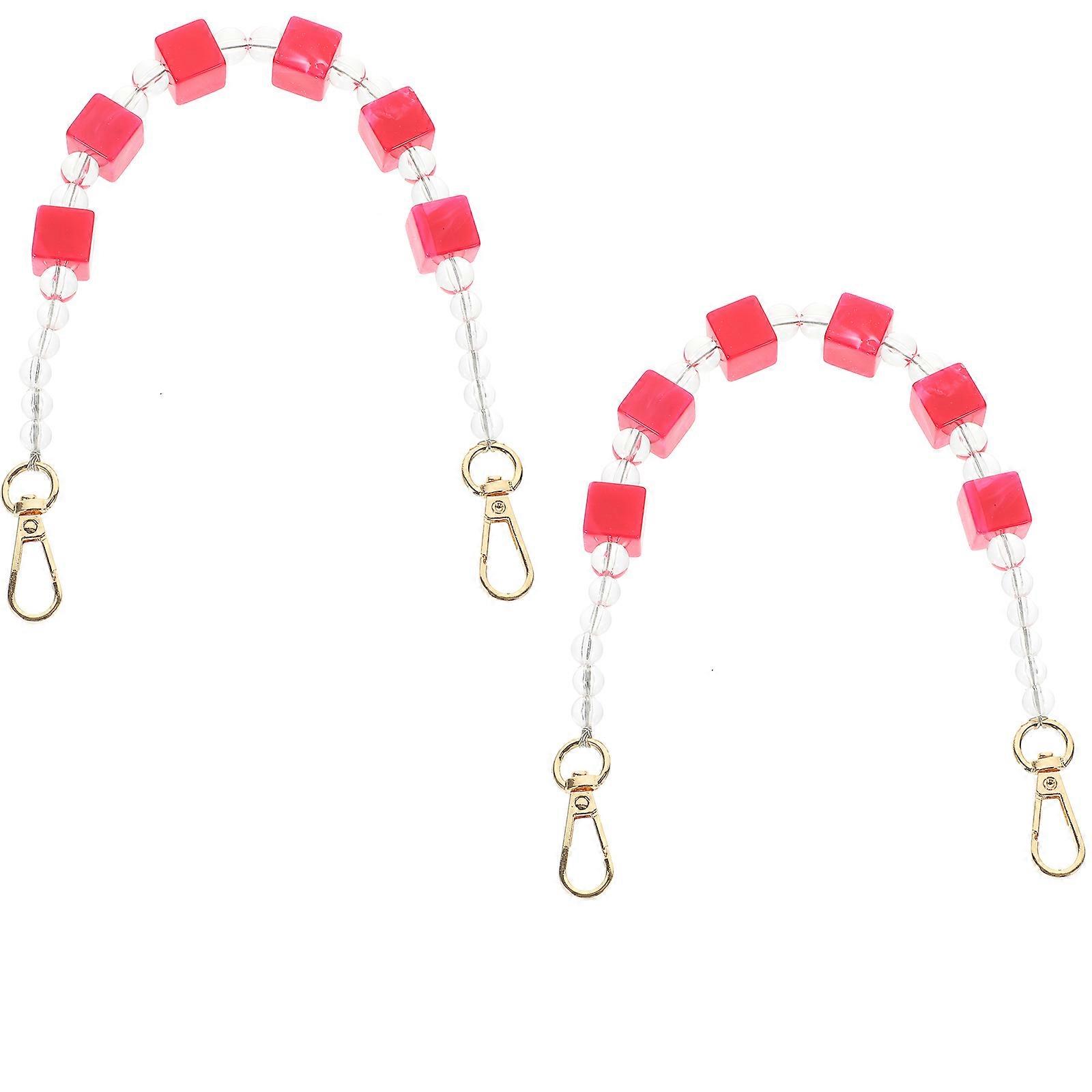 Handbag Chain Strap Shoulder Diy Crossbody Bag Chain Rosy 35X1.5cm Square Sugar Cube Design 2Pcs
