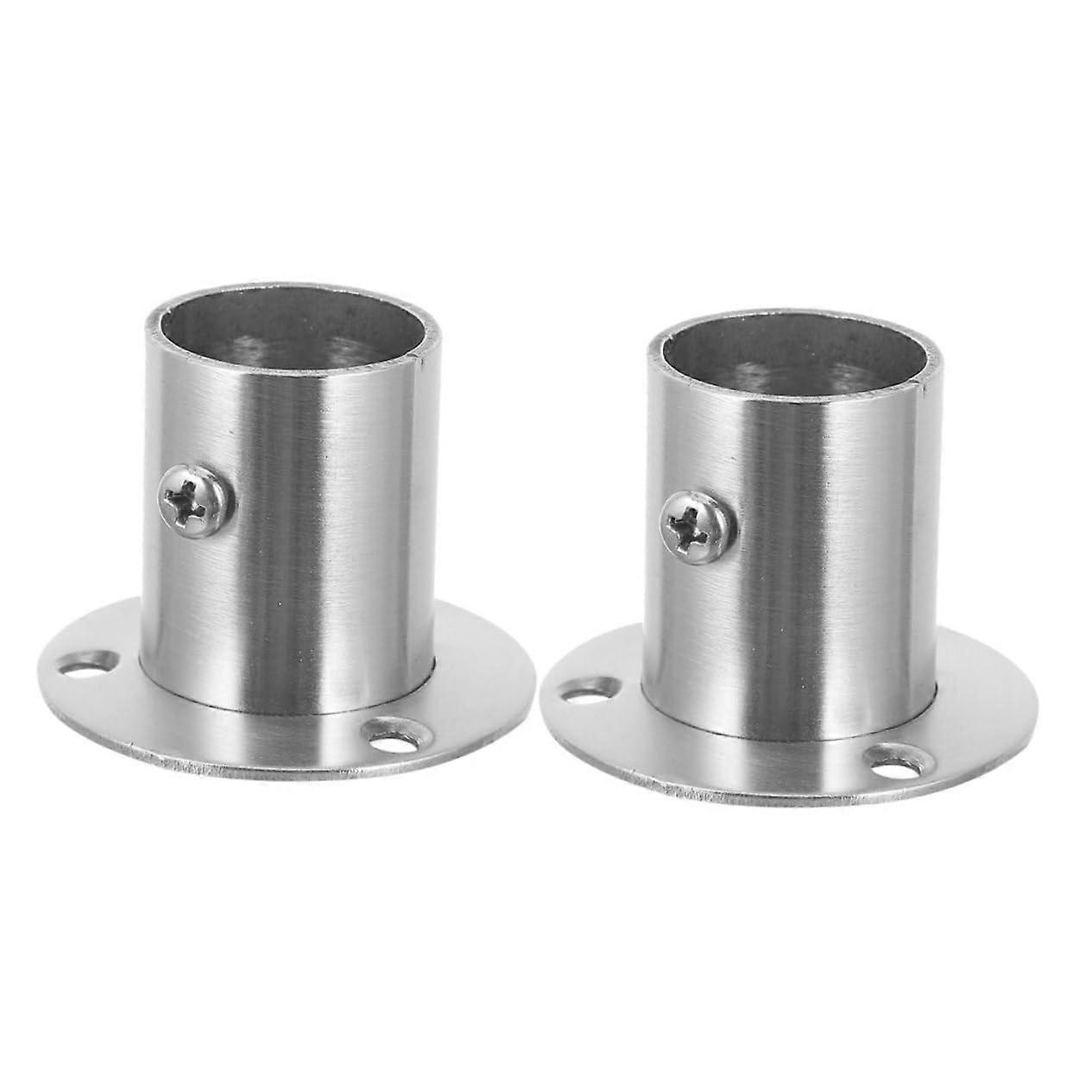 2 pieces of clothes rod brackets, rust material, easy wall mounting for wardrobe and curtain, durable for pipes.