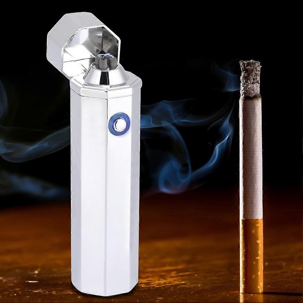 Windproof Lighter USB Rechargeable FlamE less Electronic Pulse Cigarette Lighter(Sliver)