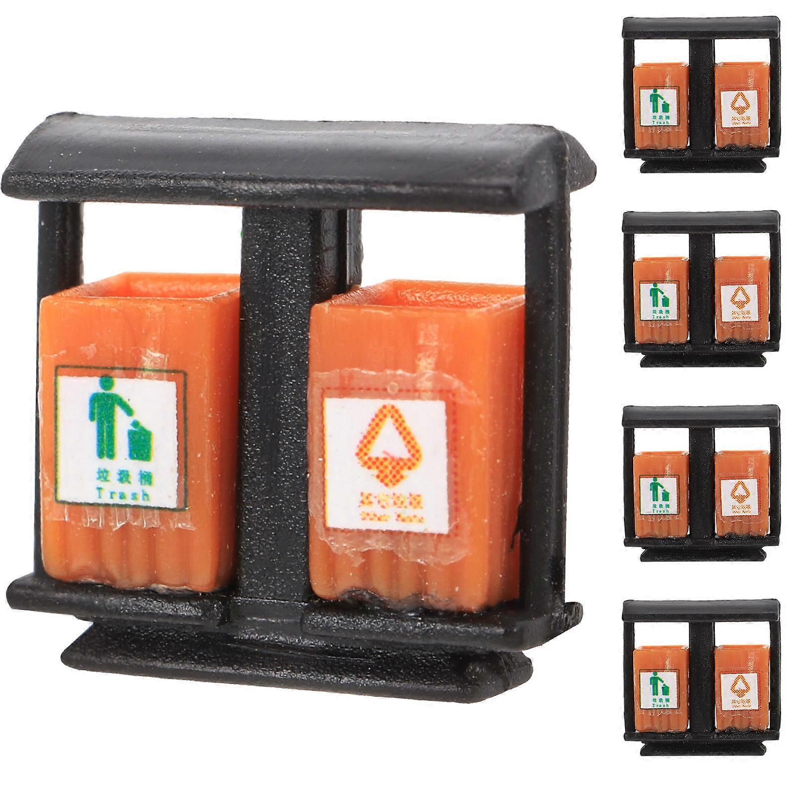 Mini Trash Can Decorative Accessory for Mini House Multi Color 1.1X0.4CM Real-like Design 5Pcs