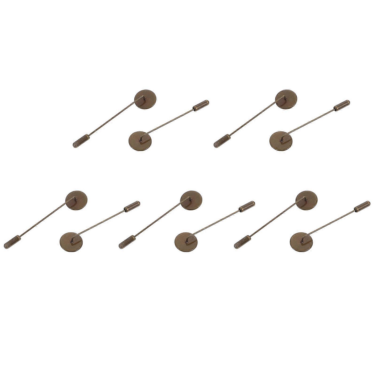 Safety Pin Brooch Base Round Tray Lapel Pin Stick Diy Jewelry Making 10Pcs