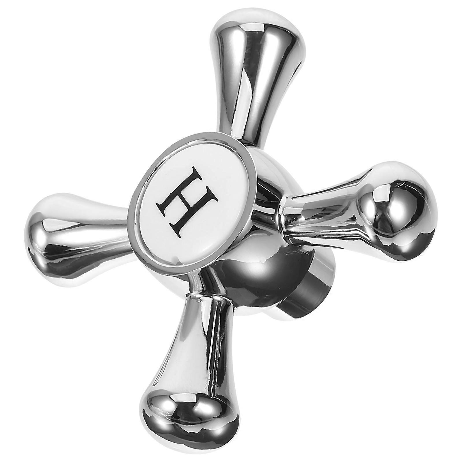 Basin Faucet Handle Silver Color Zinc Alloy for Home Renovation Sturdy Construction Use 1Pack