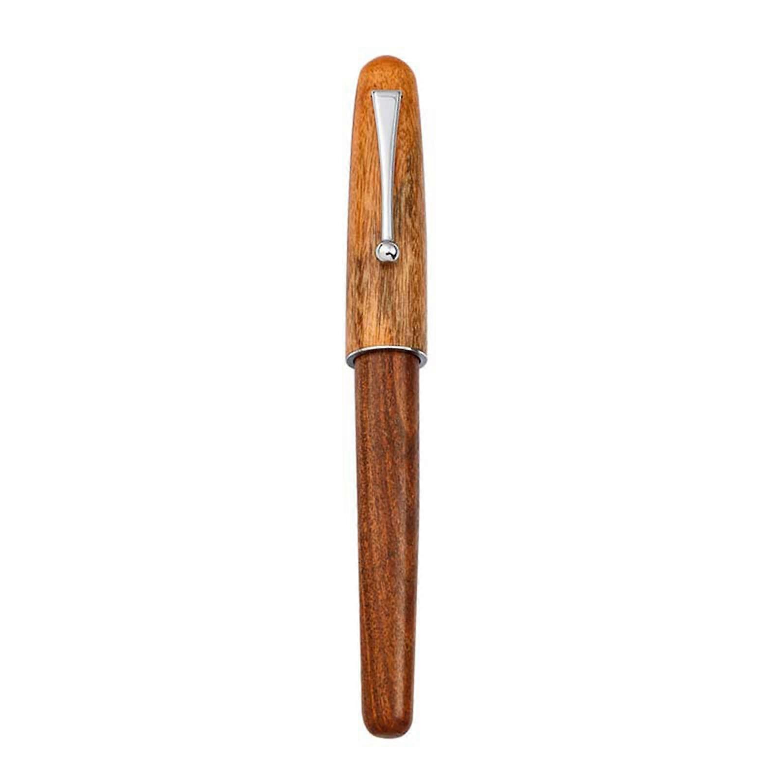Wood Fountain Pen for Journaling with Fine Nib, Refillable Ink Cartridge for Calligraphy, Consistent Smooth Writing