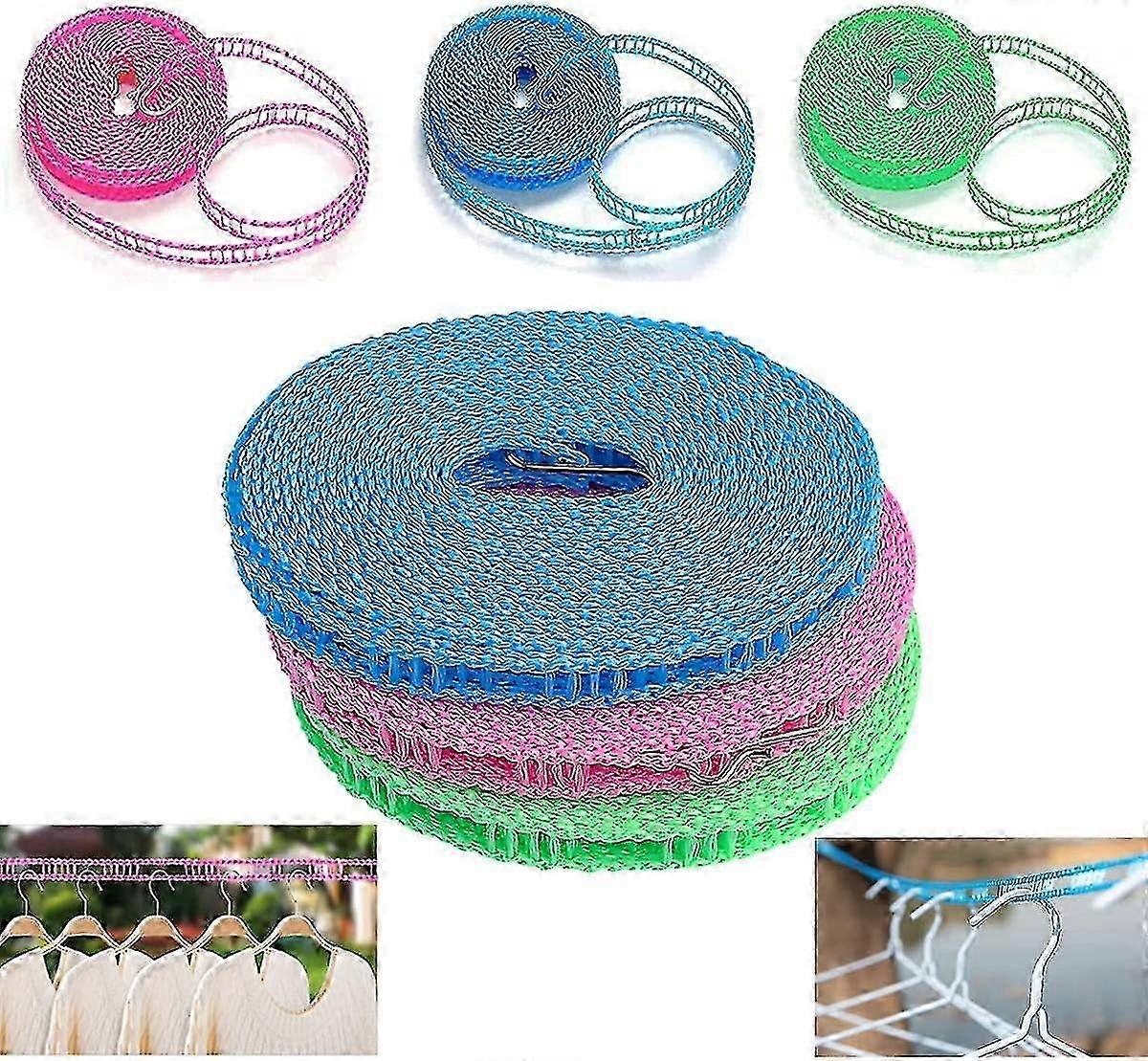 Nylon Clothesline, 3 Pieces Hanging Drying Line (3m) Suitable for Various Brands