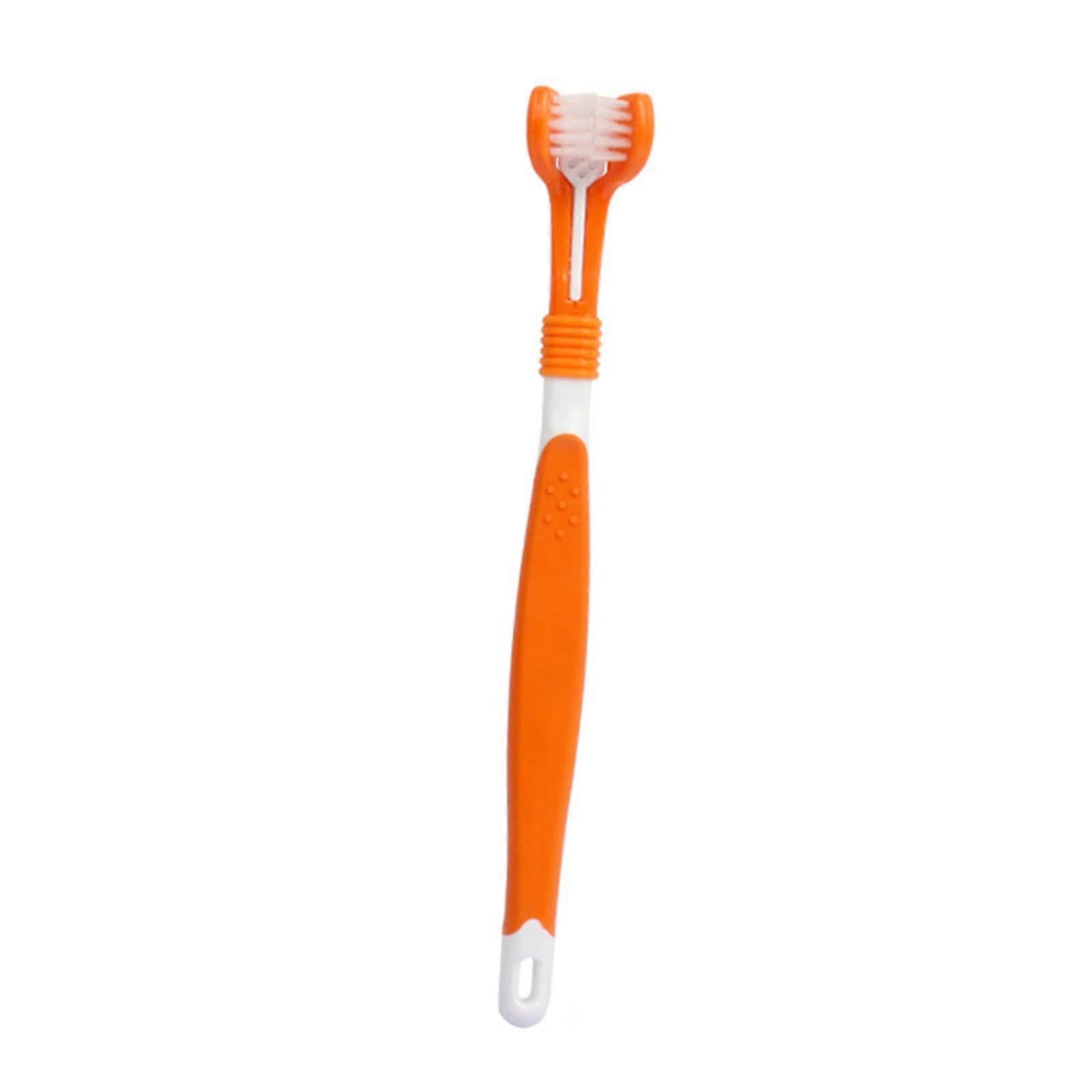 Dog Toothbrush for Bad Breath Removal, Easy to Use, Hanging Hole for Storage, Orange Color, Durable Design