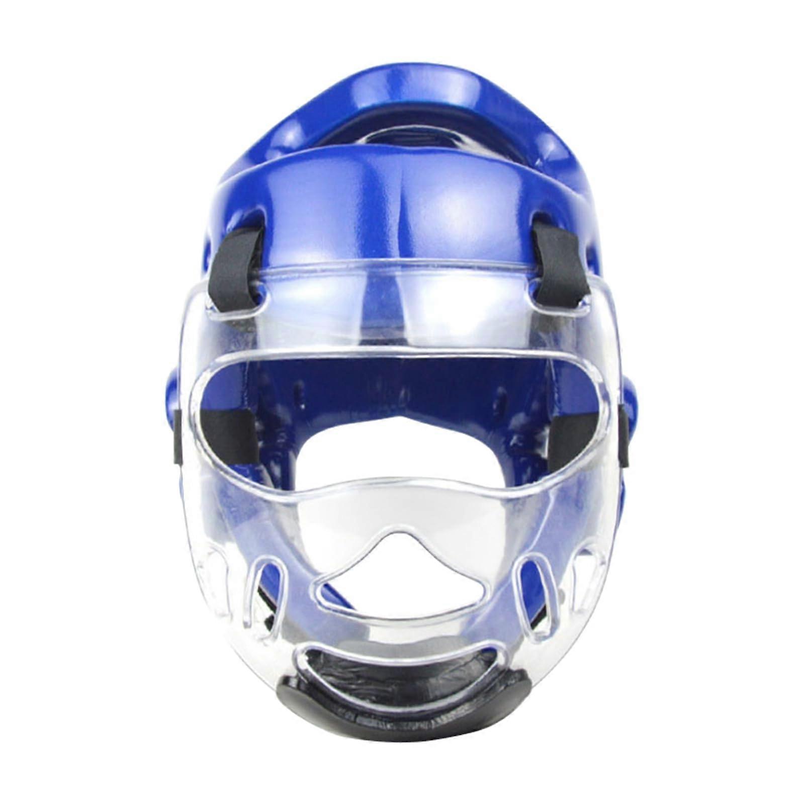 Breathable ShockAbsorbing MultiPurpose Taekwondo Helmet for Sparring and Sports Boxing, Blue, Size M