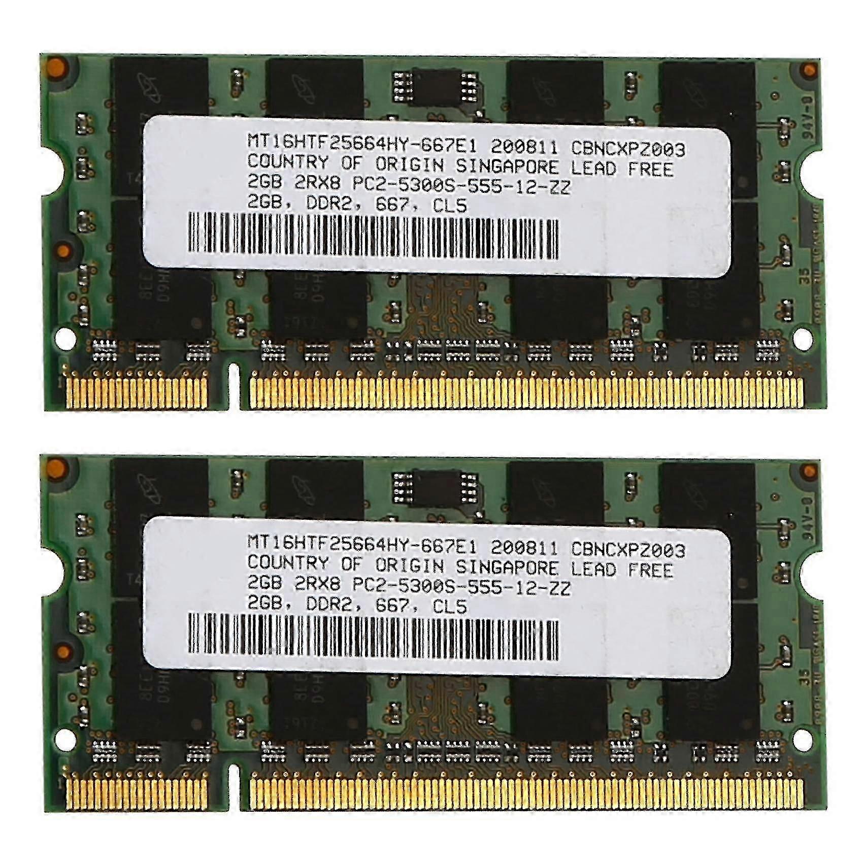 2x 2GB μνήμη ram DDR2 667mhz μνήμης ram pc2 5300 φορητό υπολογιστή 1.8v 200pin Sodimm για την Intel Amd