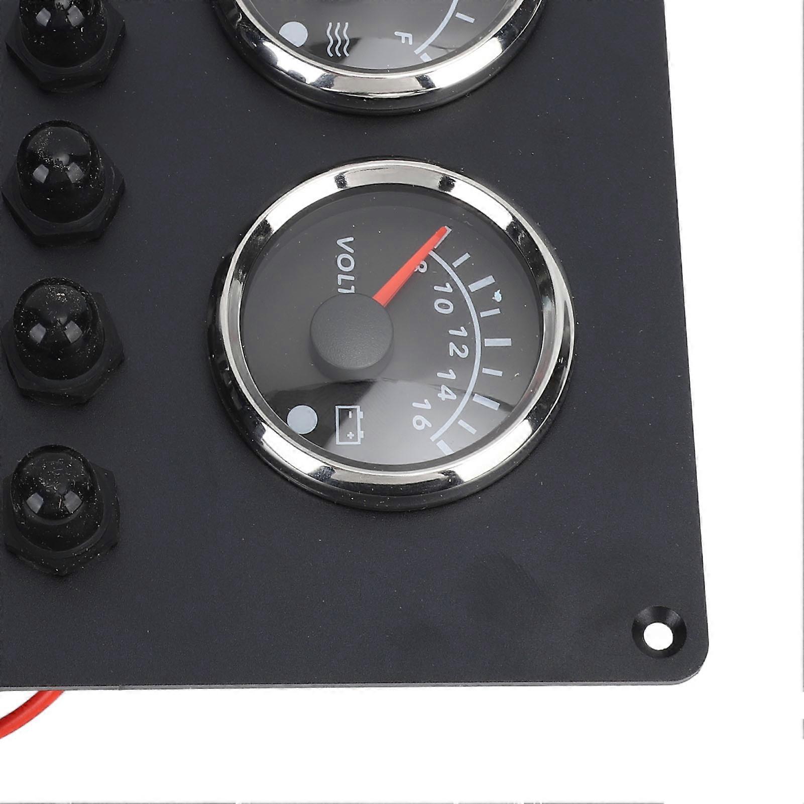 Boat 3 Gauge Set 12 to 24V 7 Color LED Water Oil Level Voltage Display Digital Instrument Panel with 8 Switch for Yacht