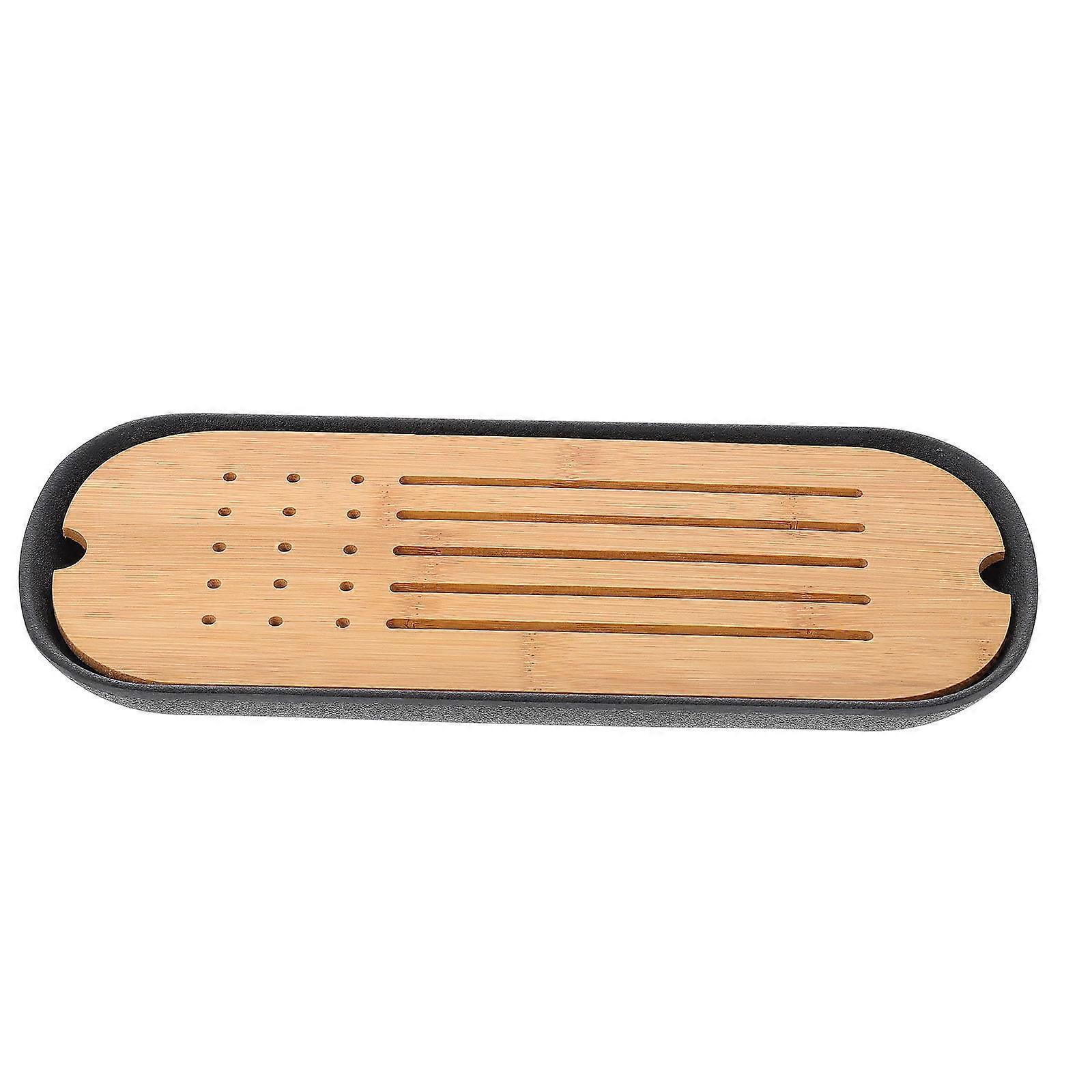 Black Tea Mug Tray with Holes for Storage Made of Synthetic Material Ideal for Desktop Use 1 Set