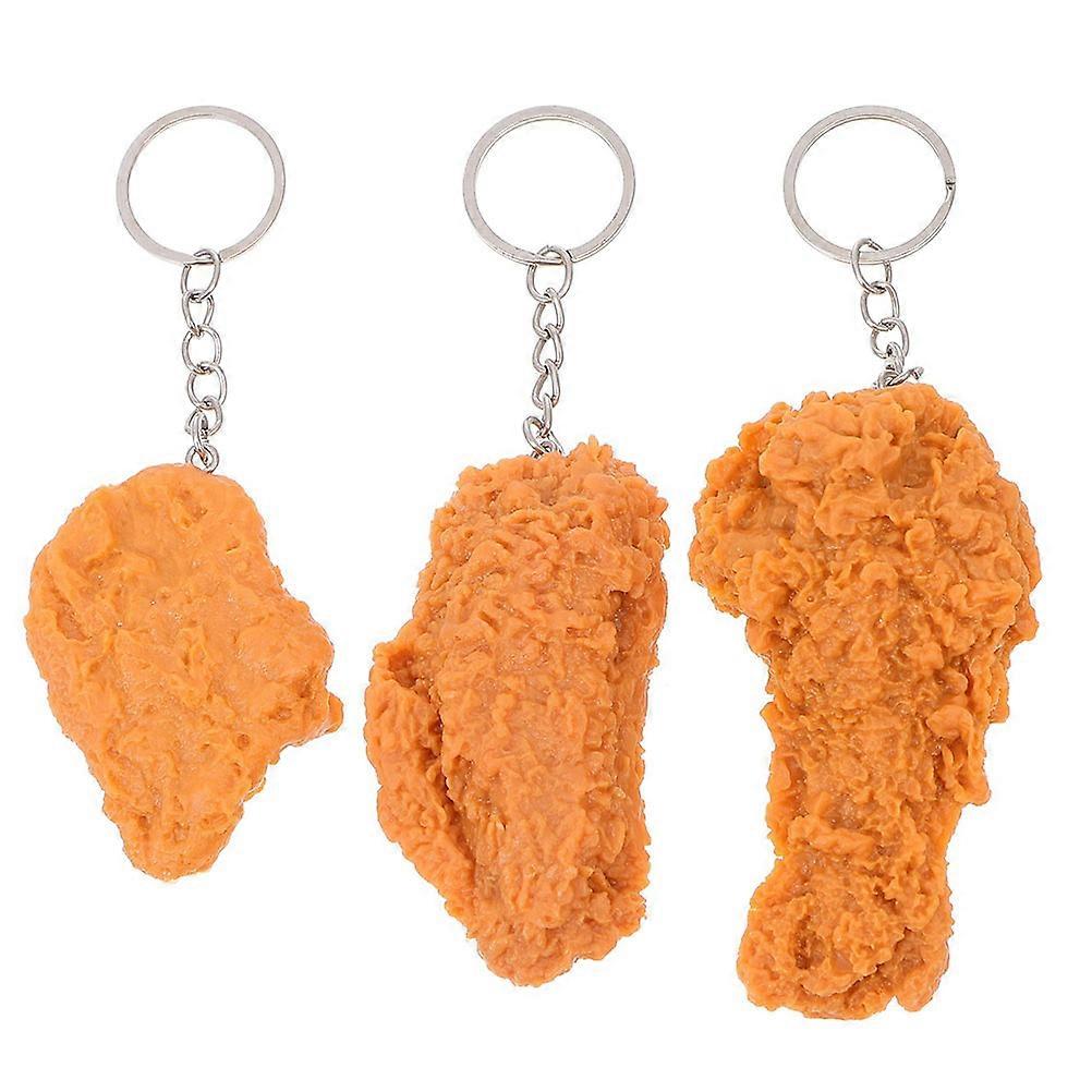 Simulation Food Keyring Chicken For Kids Decoration PVC Material Avoid Loss 3Pack