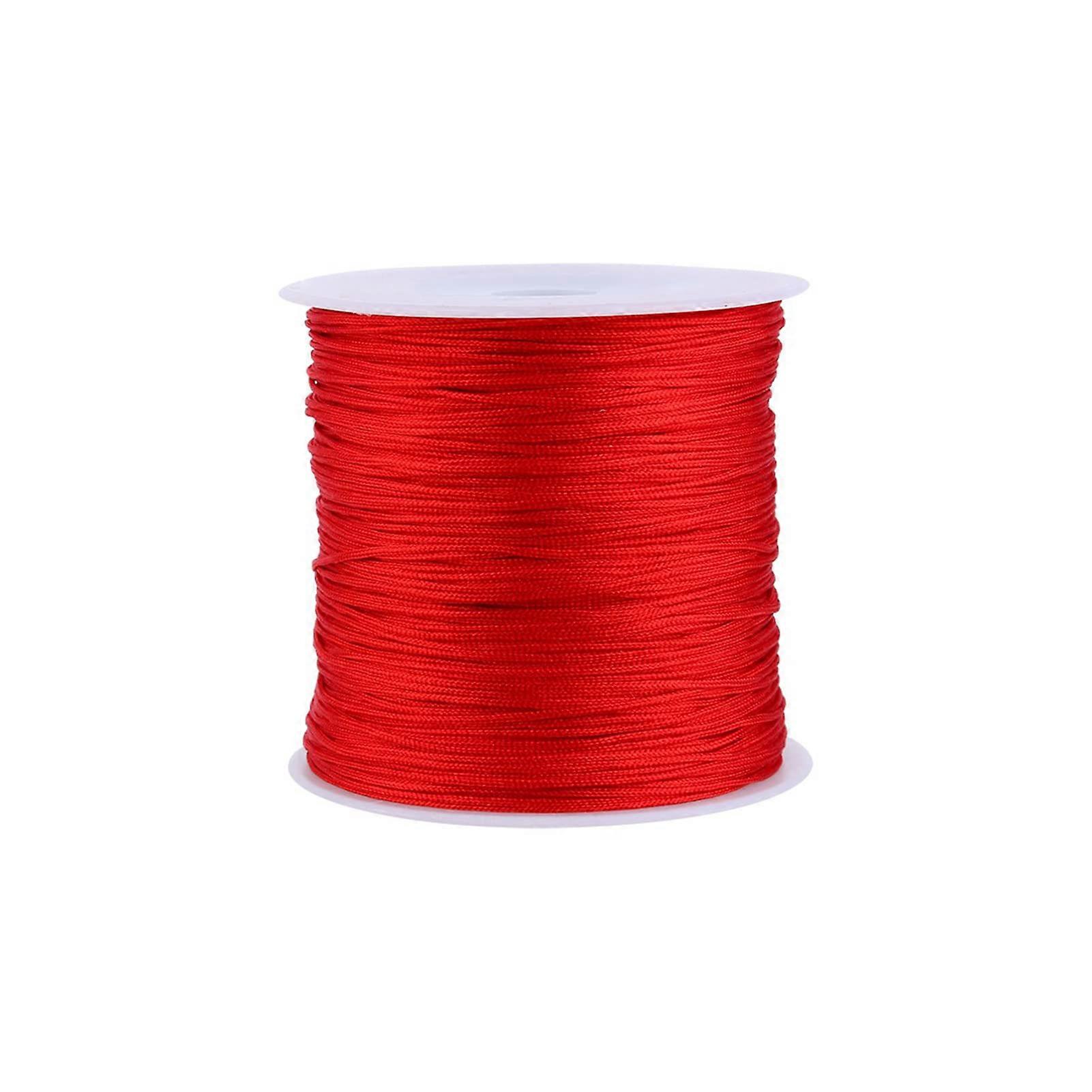 Nylon Cord Bead Thread, 100 m x 0.8 mm Nylon Chinese Knot Cord Rattail Macrame Shamballa Thread String for Jewelry Making Bracelets Red