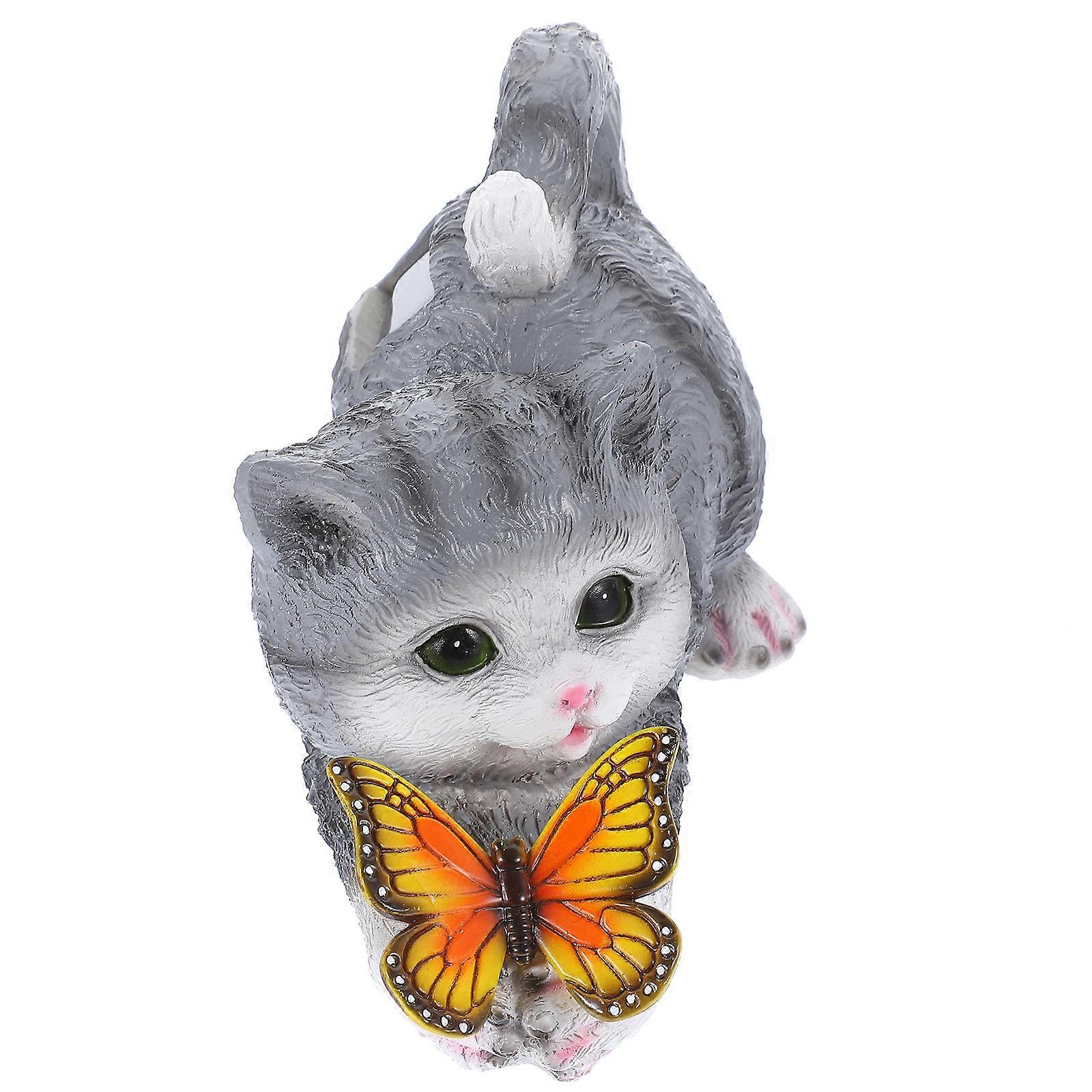 Realistic Cat Statue Ornament Durable Resin Decorative Figurine for Indoor Outdoor Use Desktop Decor