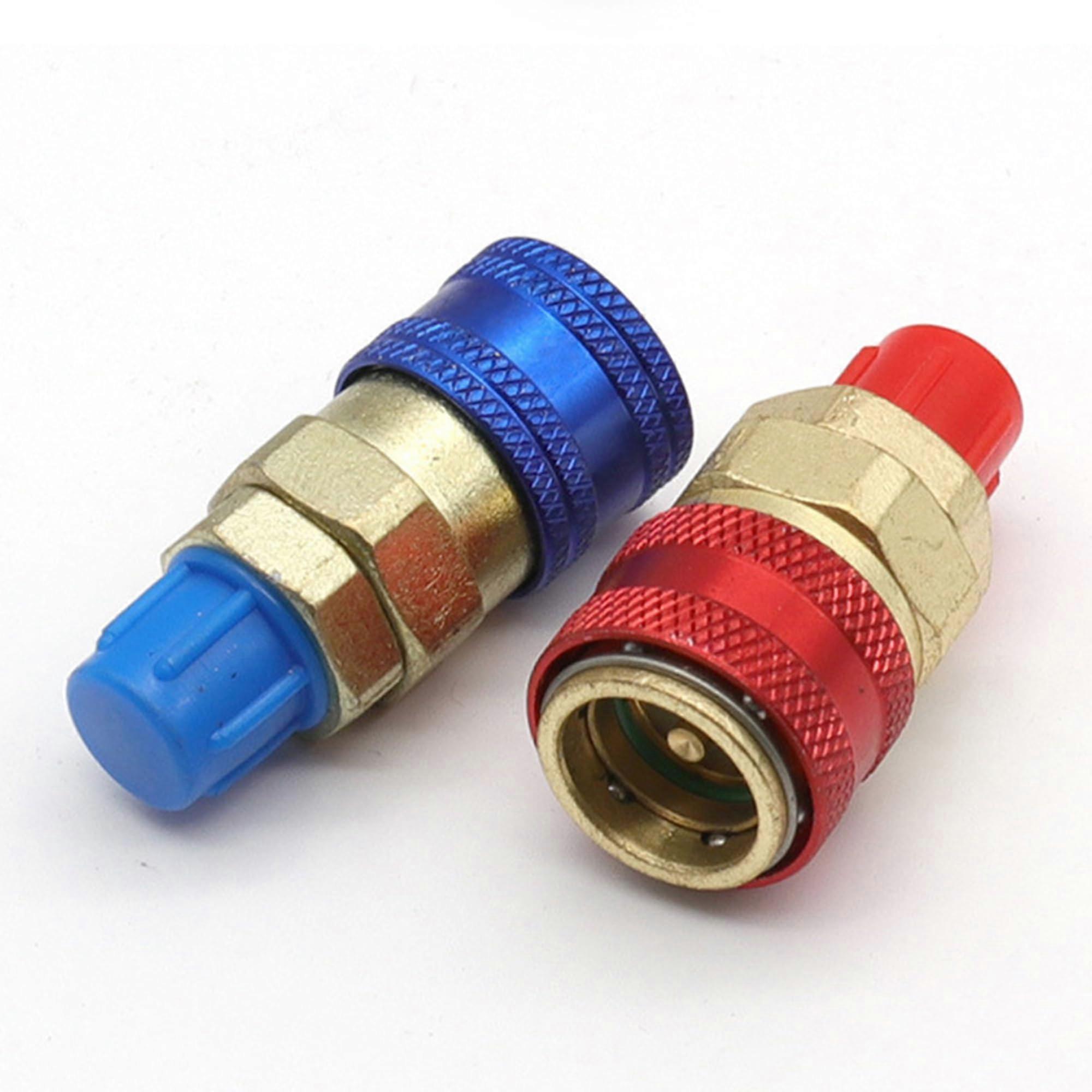 R134A Adapter Set for Car Air Conditioning, High/Low Side Quick Coupling Conversion Kit, R134A Refrigerant Compatible