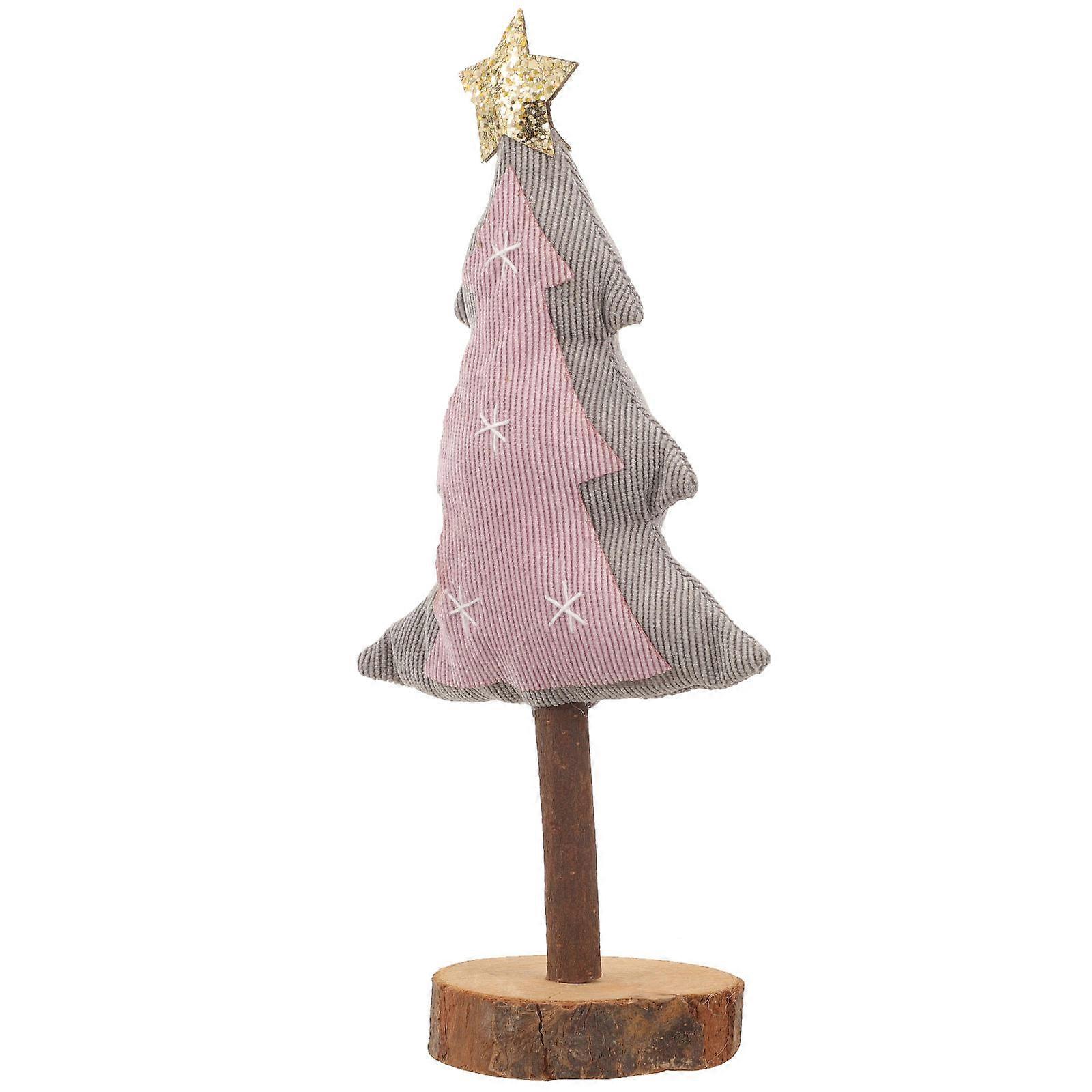 Holiday Table Centerpiece Small Tabletop Tree Rustic Farmhouse Style Pink Cloth Wood Material 29.00X13.00X7.00CM 1Pcs