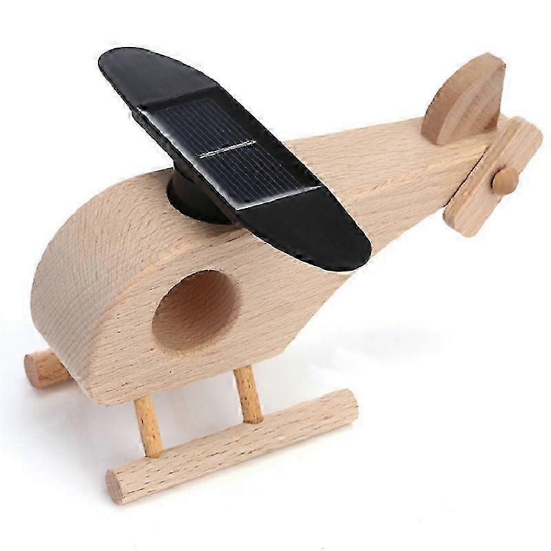 Creative Wooden Solar Powered Airplane and Helicopter Model Building Kit, a Fun Science and Early Educational Toy for Kids.