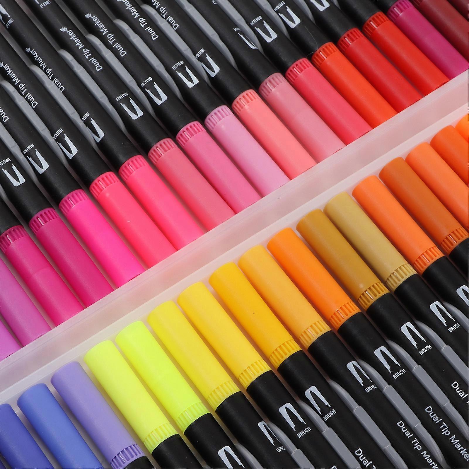 Dual Tip Markers 120 Colors Washable Wide Applications Soft Tip Markers Set for Students