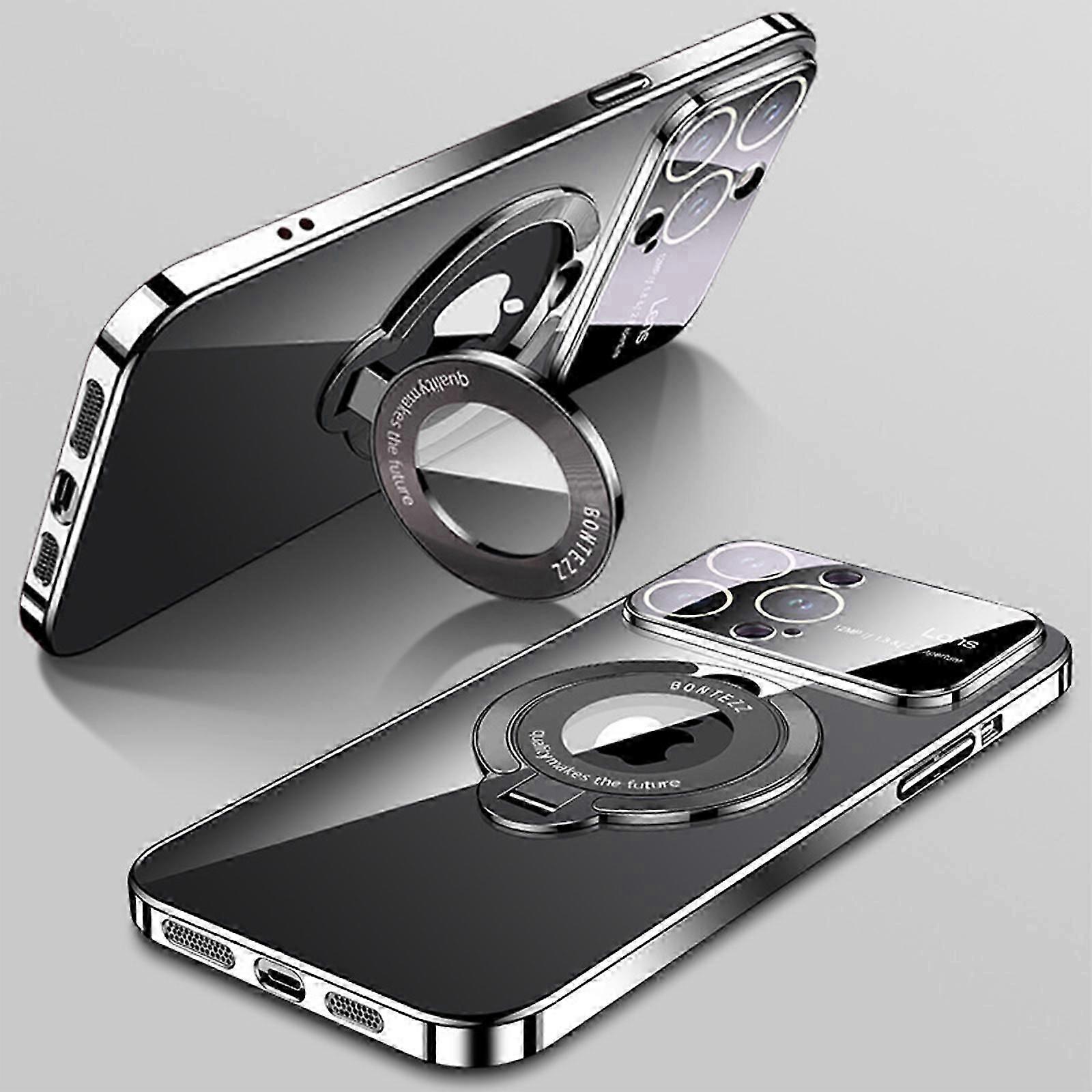 Magnetic Foldable Stand Case Cover for iPhone 15 Pro Max, Large Window Phone Case Leak Label Magnetic Bracket for 15 Pro max