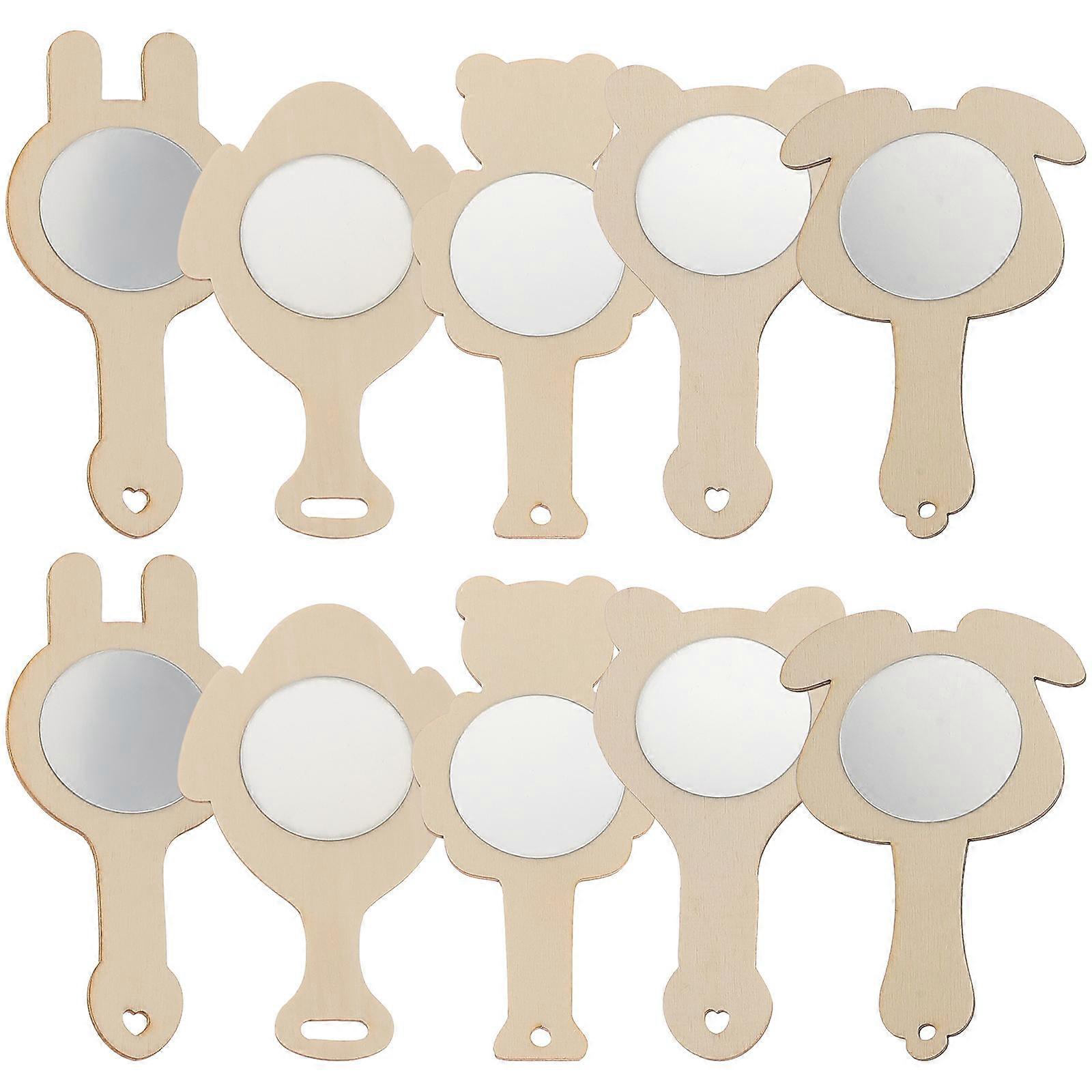 10pcs DIY Wooden Mirrors for Unfinished Handheld Craft Projects – Creative Family Activity Accessories for Custom Decor and Artistic Use