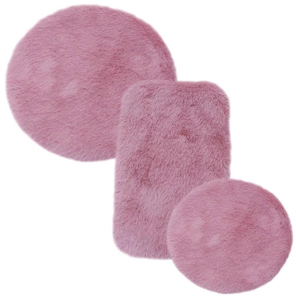 Micro Landscape Rug Craft Mini House Floor Mats Home Decoration Pink Plush Hands On Ability Enhancement 3Pcs