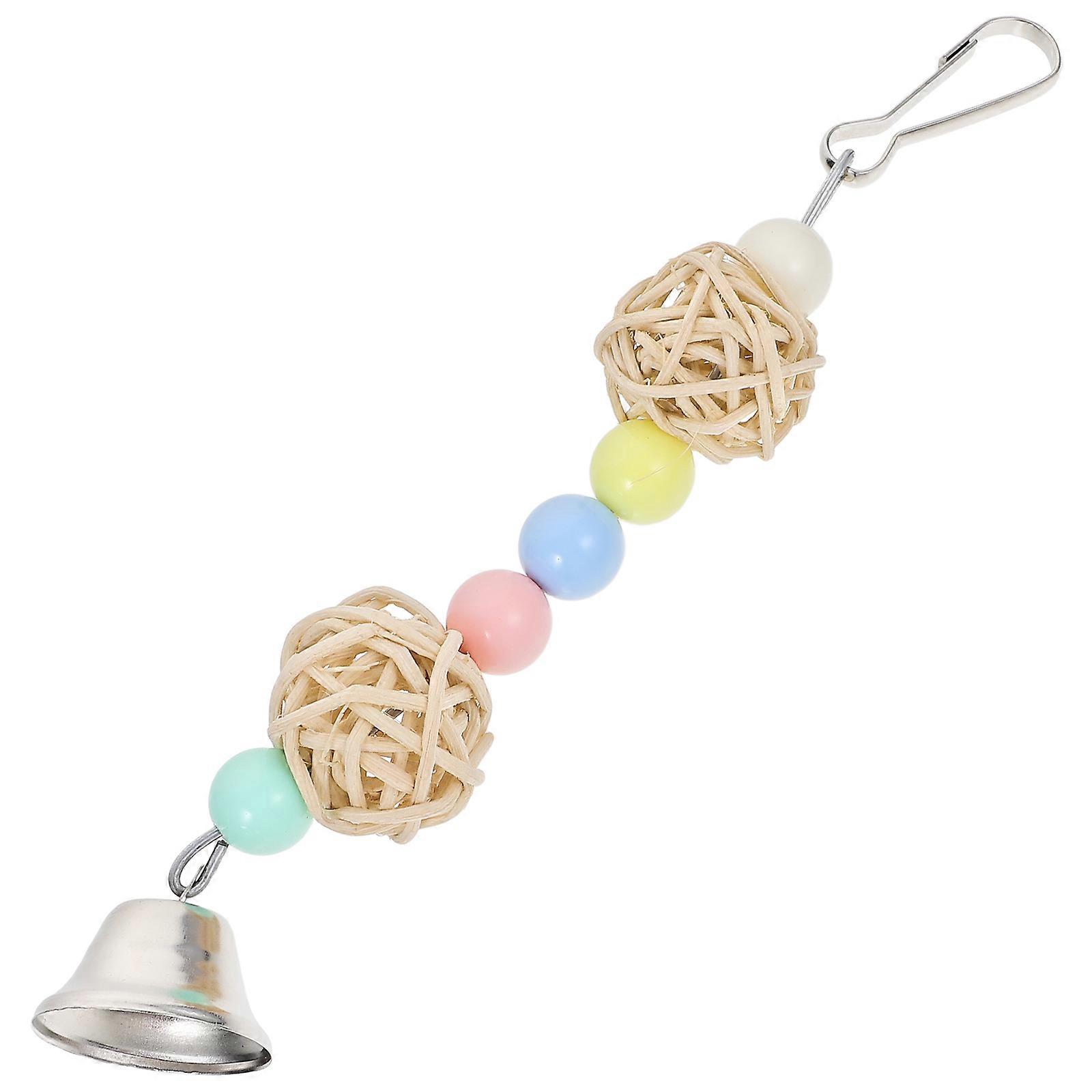 Durable Parrot Chewing Toy with Bell for Bird Foraging Play Natural Material Hanging Bird Toy for Cage Play and Physical Activity