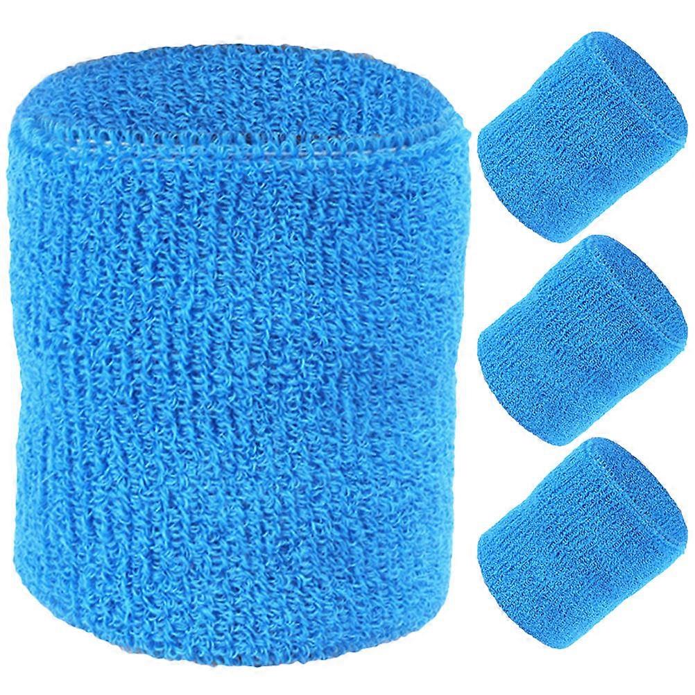 Skyblue Cotton Wrist Sweatbands for Sports with Great Sweat Absorption and Elasticity Fits Most 2 Pairs
