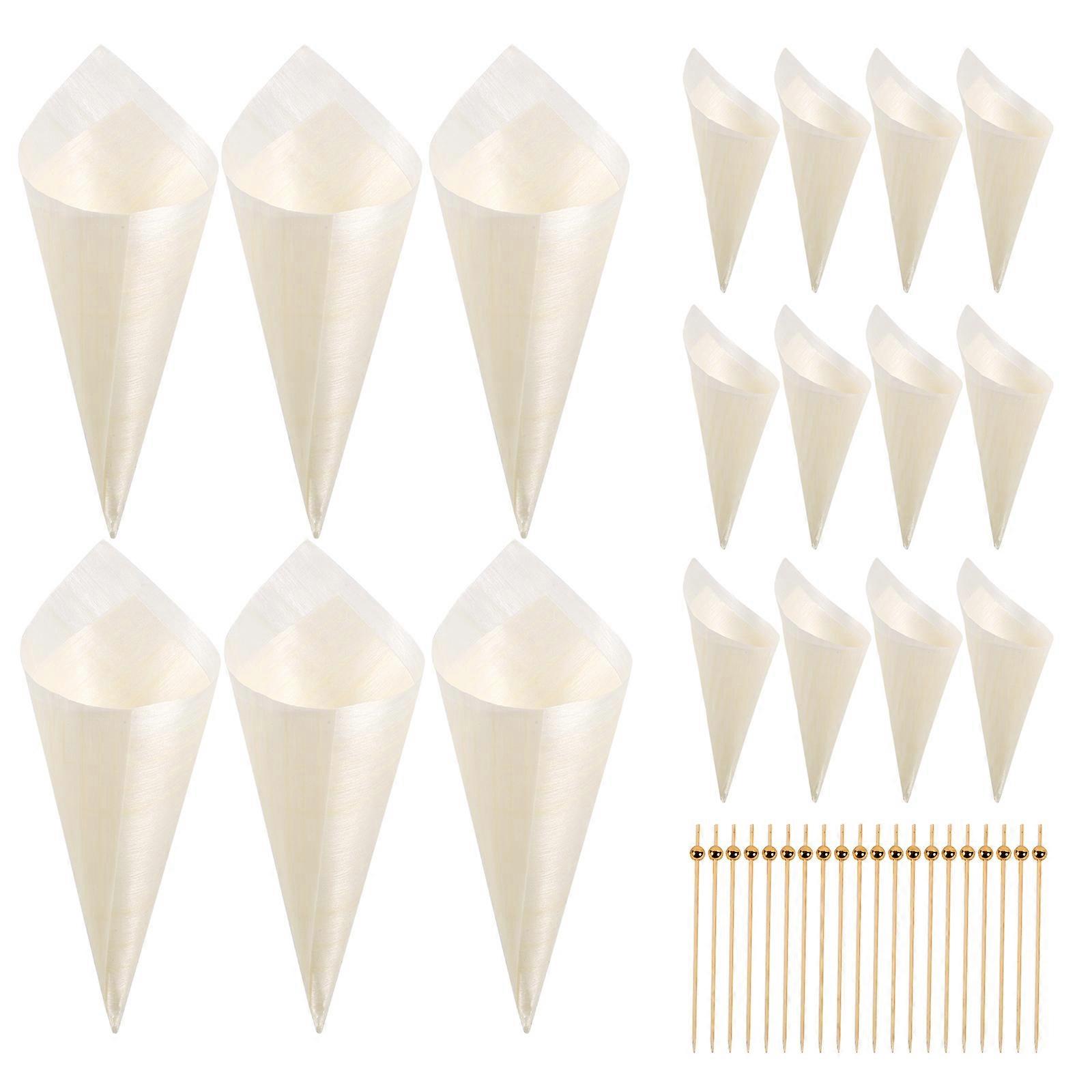 Ice Cream Cones Wood Cones for Storage 1Set Disposable Cone and Sticks