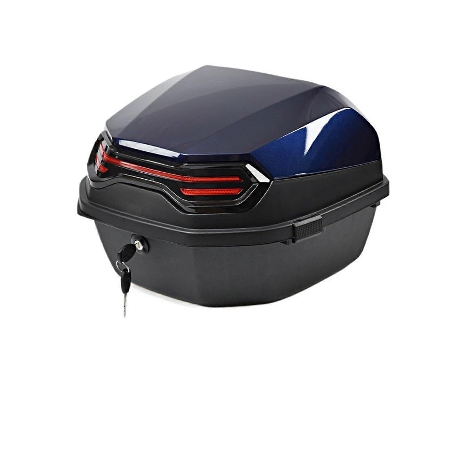 Motorcycle Top Case With Large Capacity, Includes Mounting Tools And Base, Helmet Storage For Motorcycles, Blue D