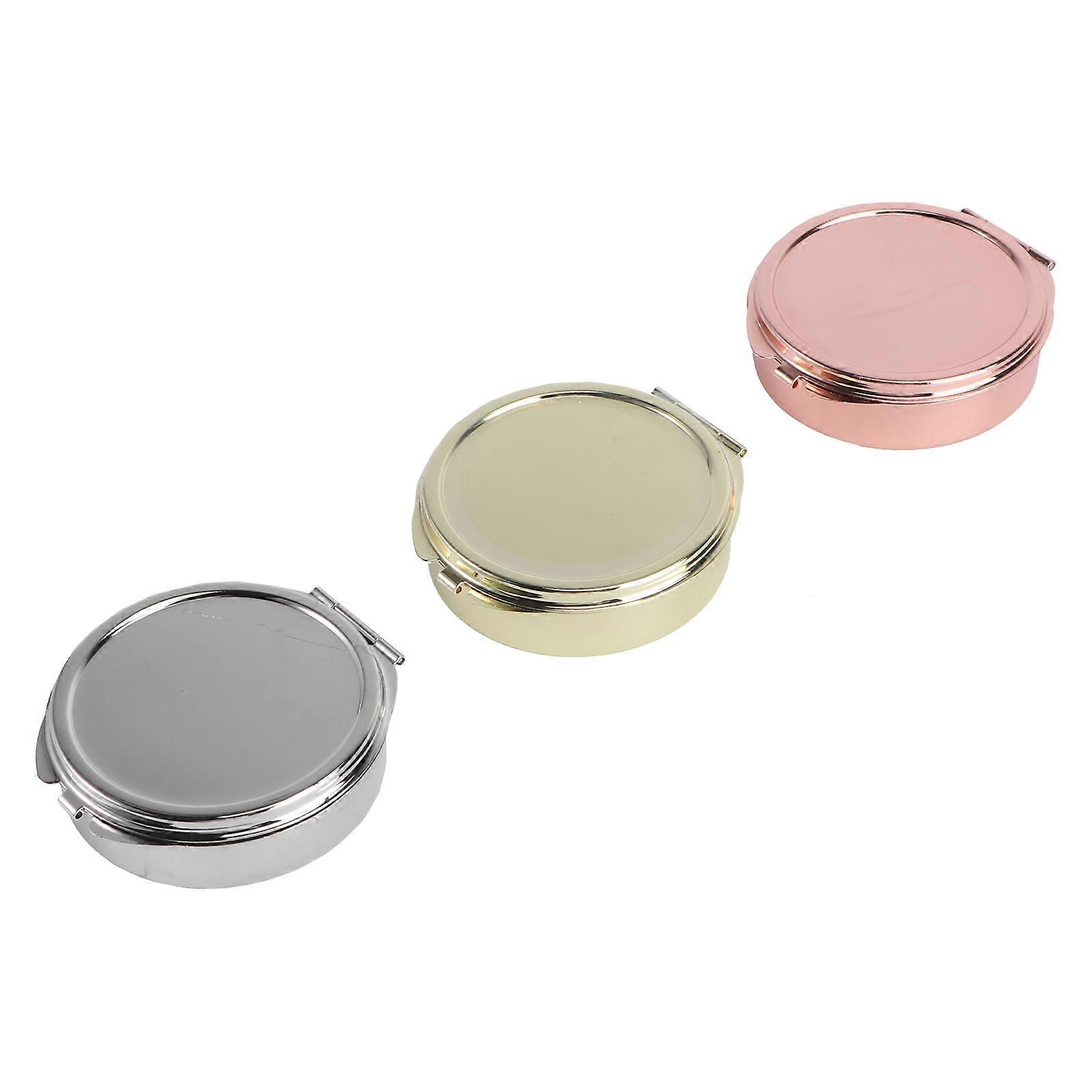 Portable Pill Storage Boxes with Mirror Assorted Color 3 Compartments Design Easy to Open and Close