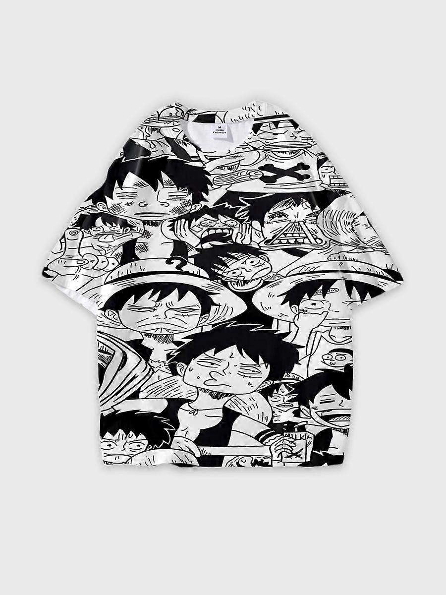 T-shirt round neck Role Pattern loose short sleeve O152