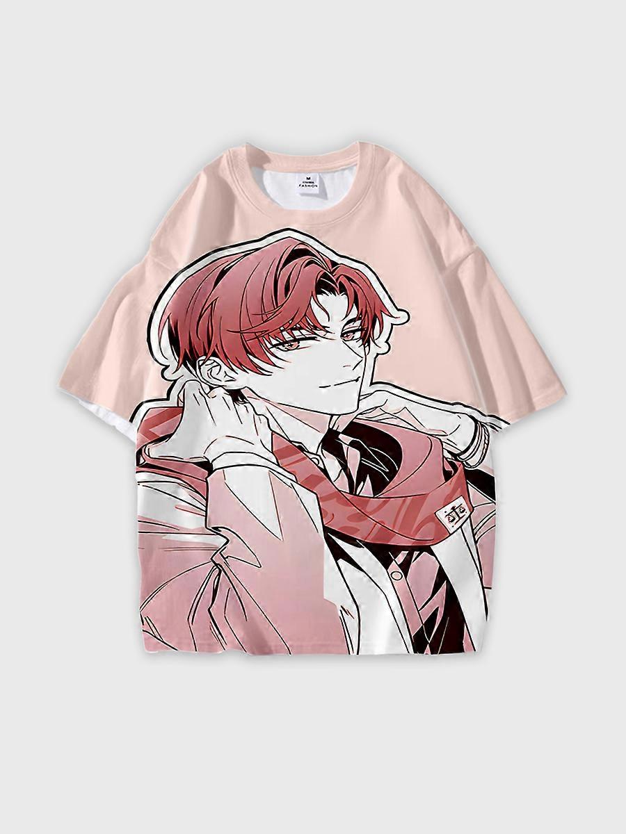 T-shirt round neck Role Pattern loose short sleeve E2258