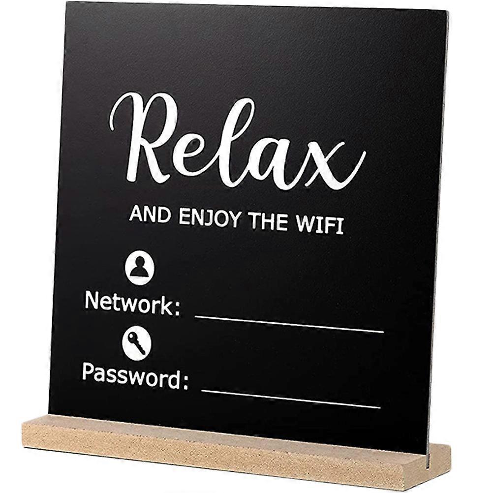 Freestanding WiFi Password Sign on Density Board for Home Use Black 7.1 Inches