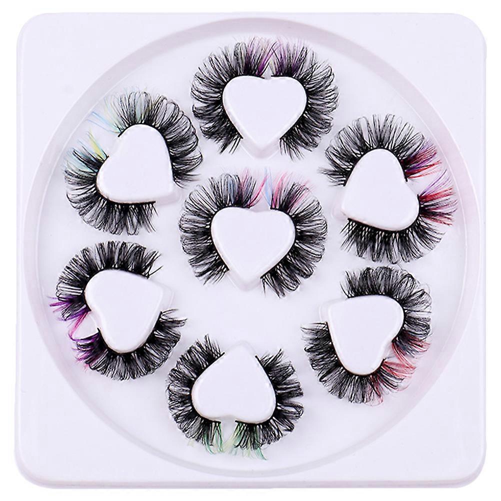 Colorful Lash Clusters 7 Pairs Eyelash Decoration For Women Special Occasions 3.20X2.10X0.70CM Natural Curl