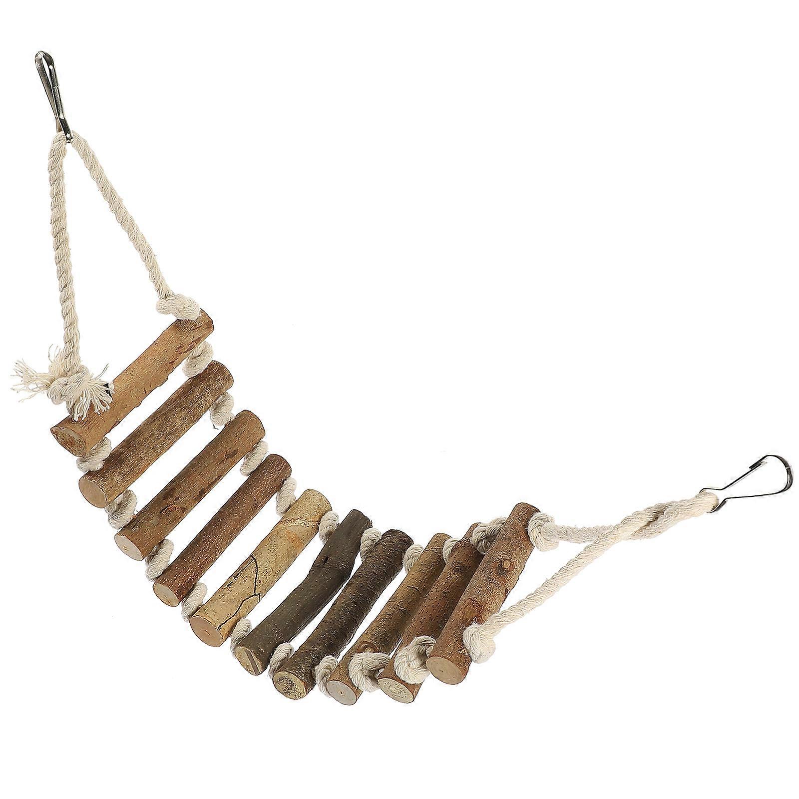 Natural Wood Bird Ladder for Parrots & Cockatiels – Easy Install Climbing Toy for Cage Exercise and Beak Conditioning